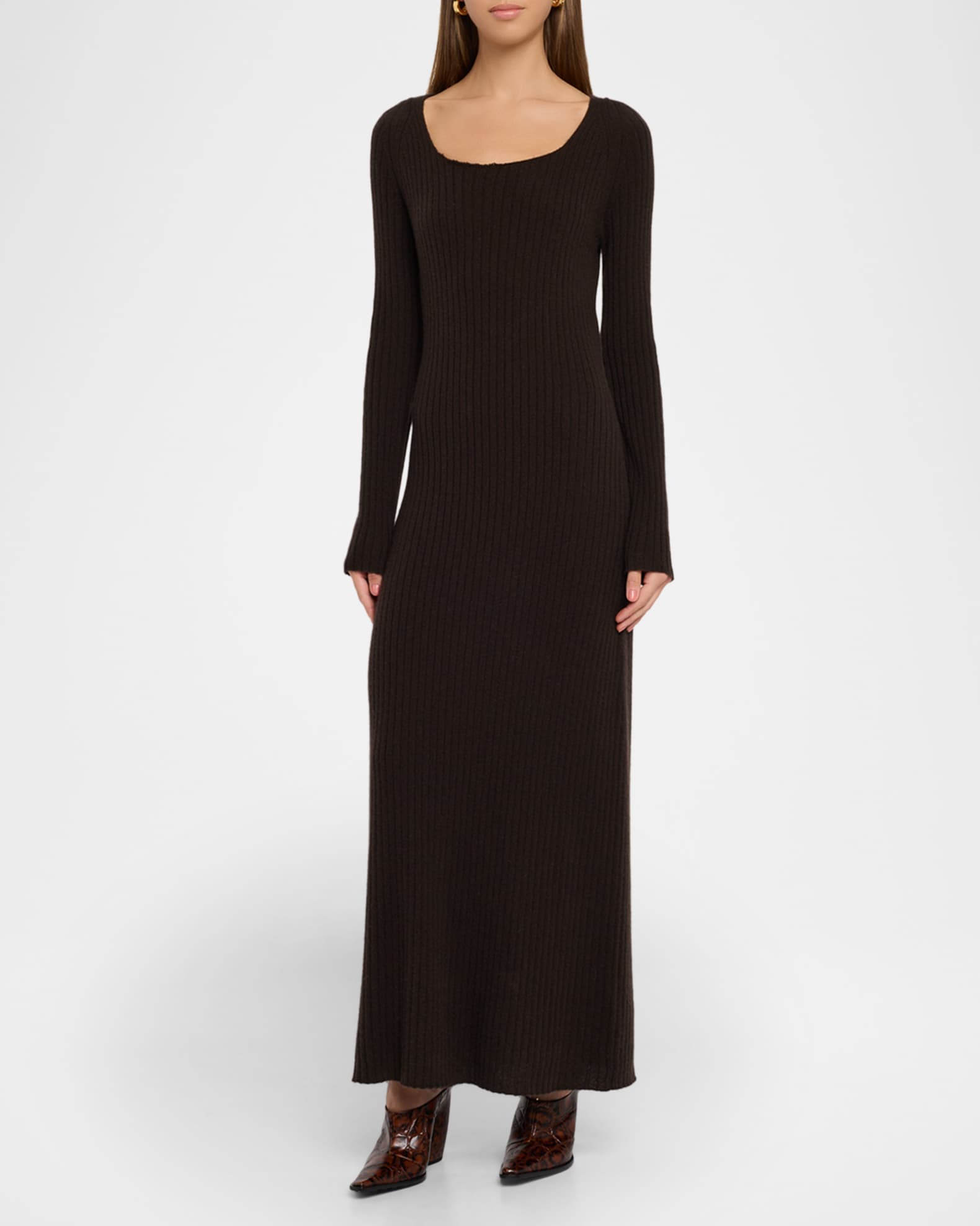 chinese dress ladies Ardor Knit Maxi Dress in Heather Grey Cashmere Silk – Gabriela Hearst main image 0