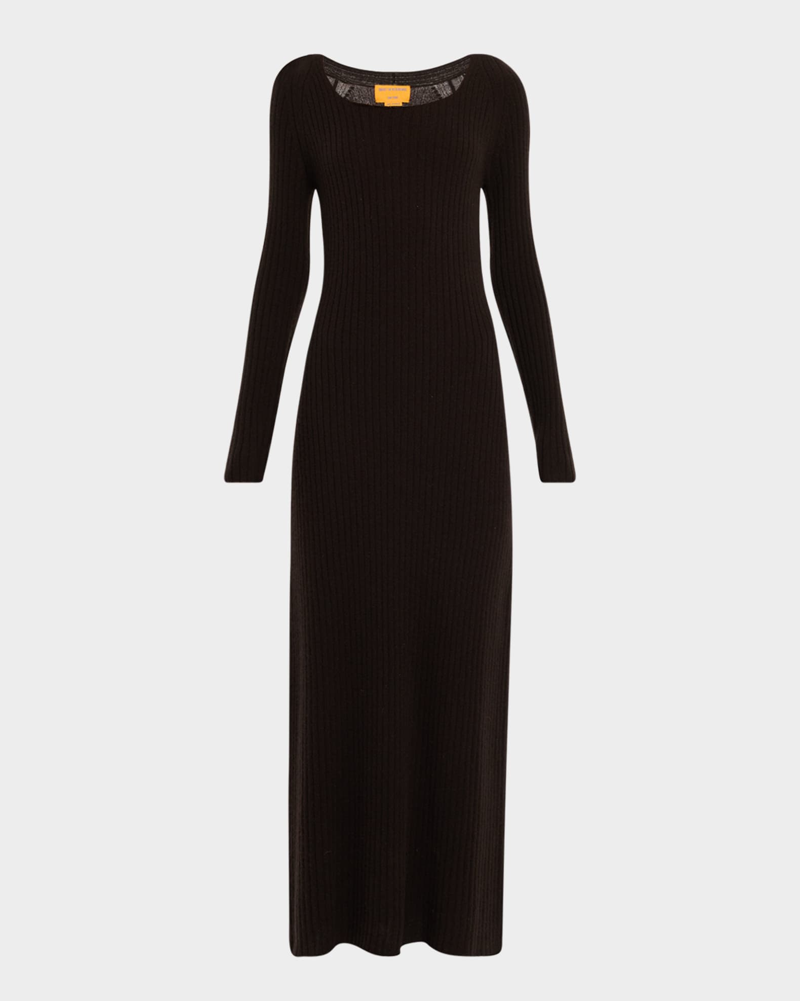 Wide Rib Cashmere Maxi Dress In Black