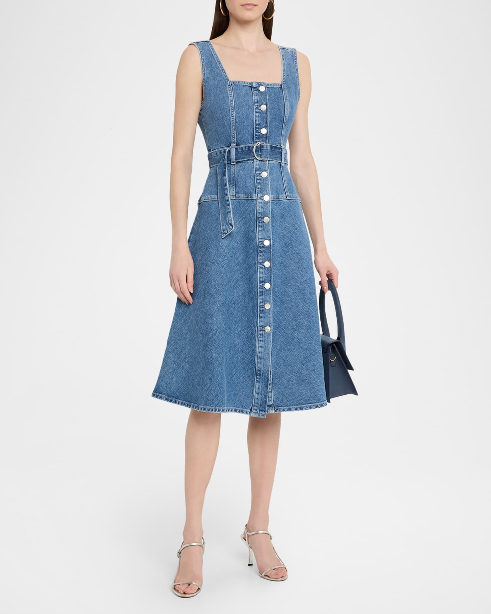 Rails Aliso Belted Denim Midi Dress | Neiman Marcus