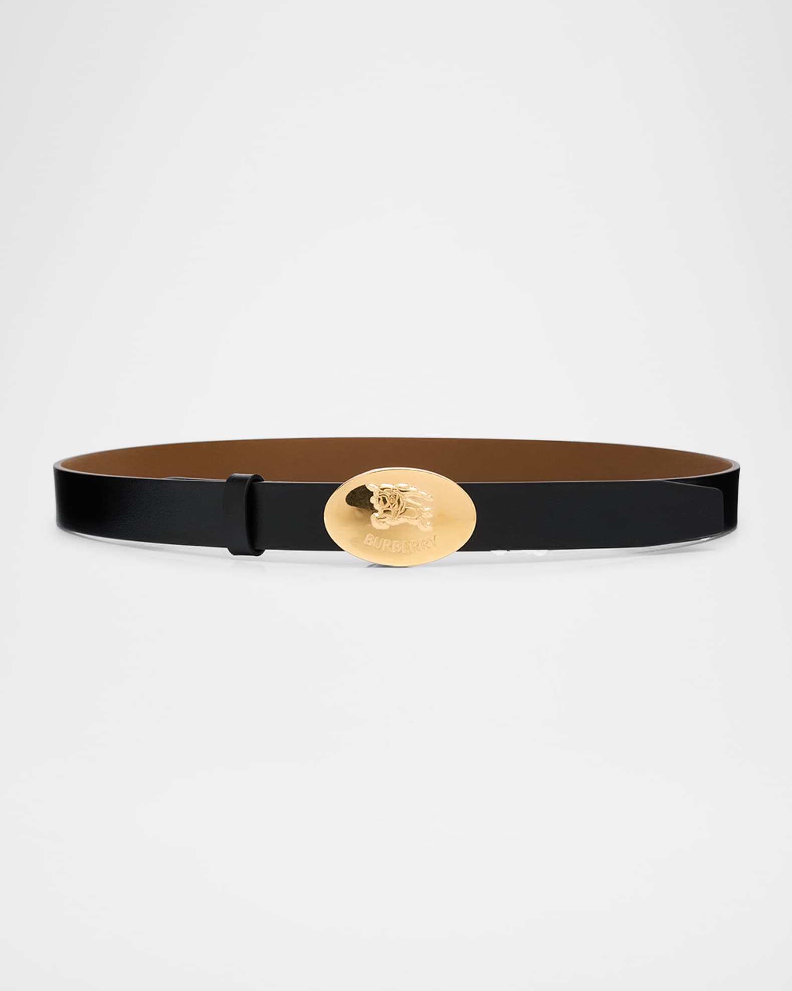 Burberry Thin Reversible Leather Knight Stamp Belt | Neiman Marcus