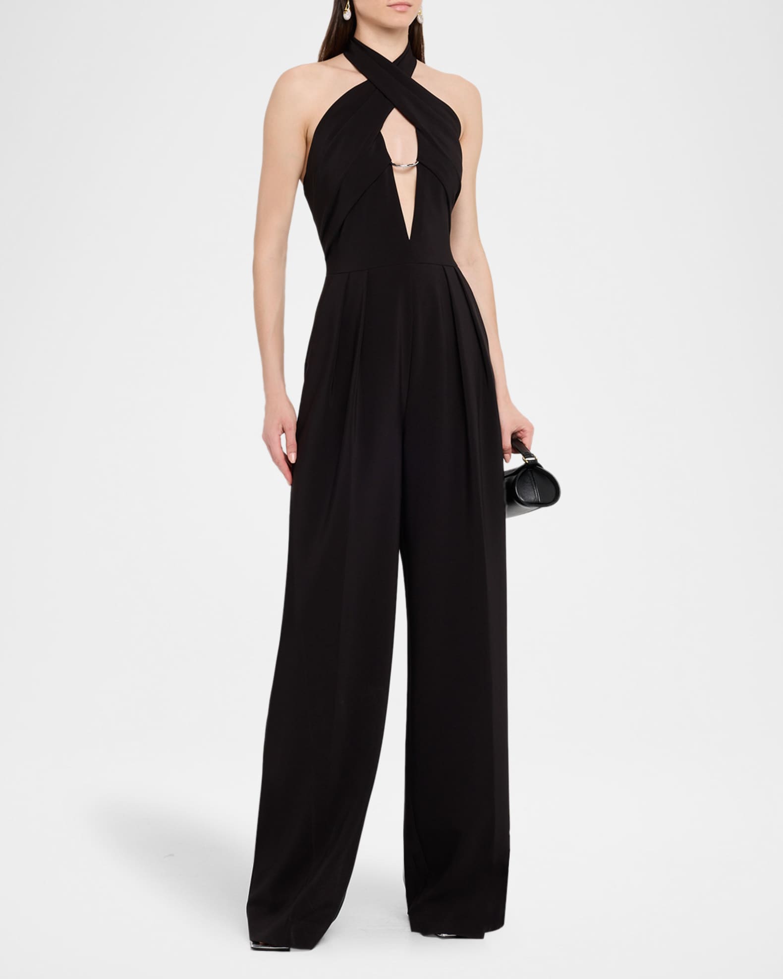 Et Ochs Bridgely Pleated Cutout Halter Jumpsuit | Neiman Marcus