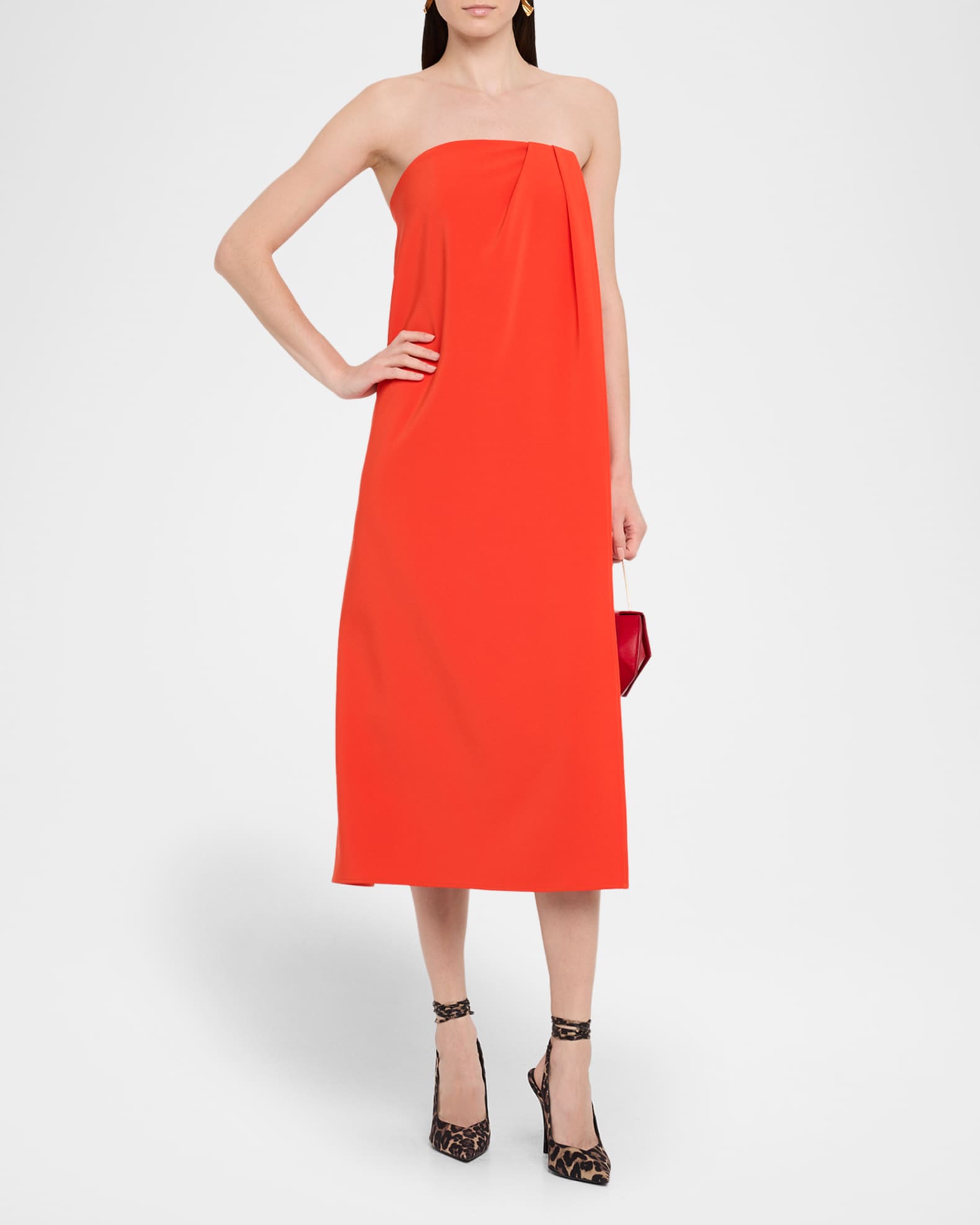Anika Strapless Draped Midi Dress 1