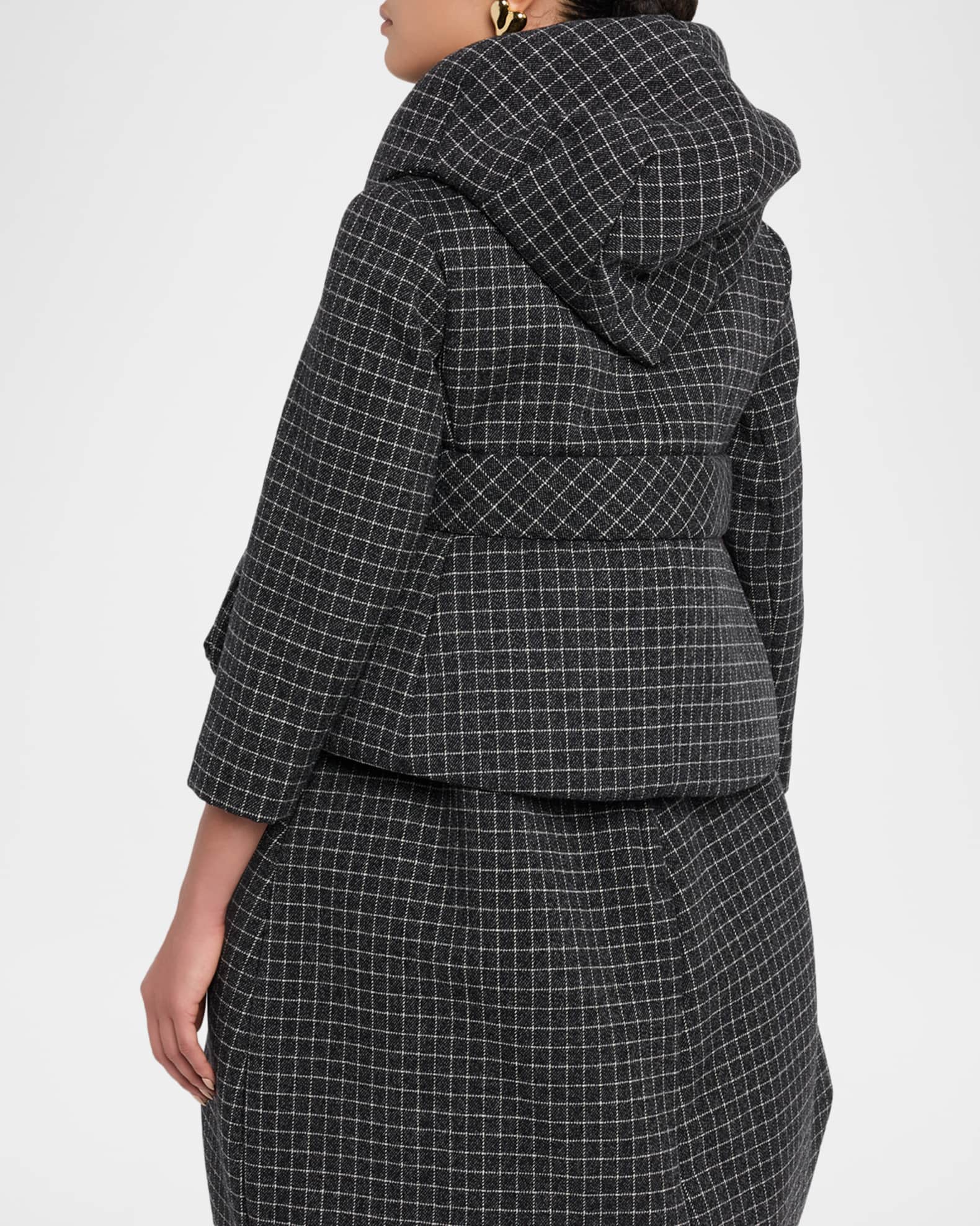 Marc Jacobs Runway Check Wool Padded Crop Hooded Jacket | Neiman