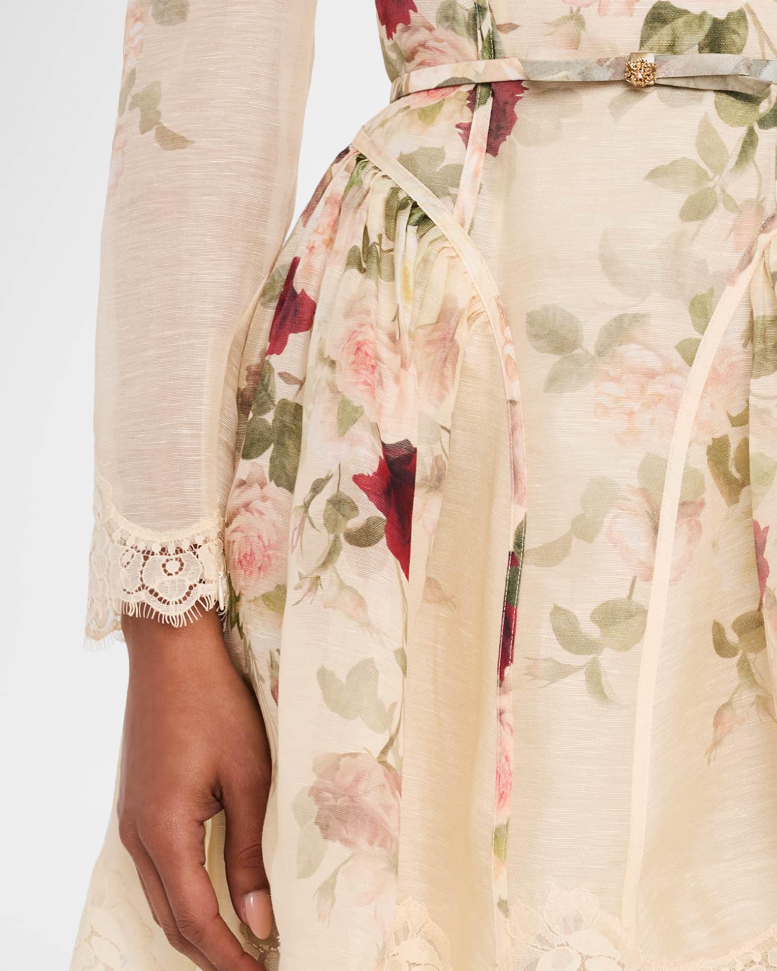 Zimmermann Floral Lace Paneled Mini Dress | Neiman Marcus