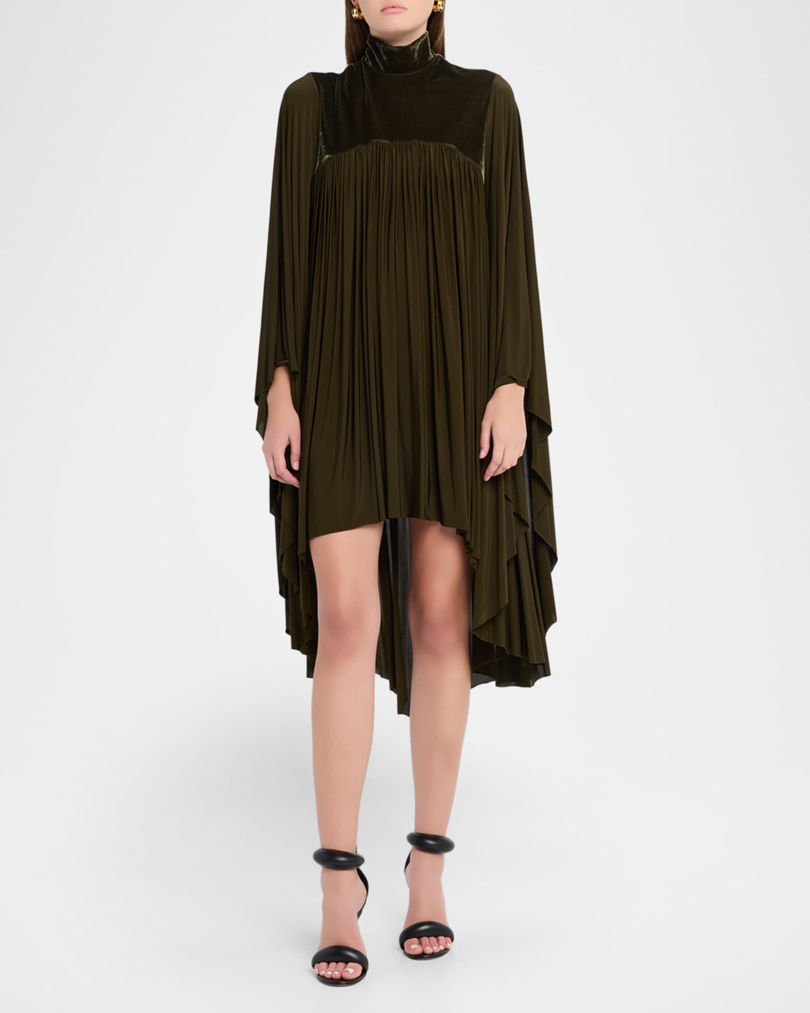 Zimmermann Women's Memento Pleated Batwing Sleeve Minidress - Green - Mini Dresses