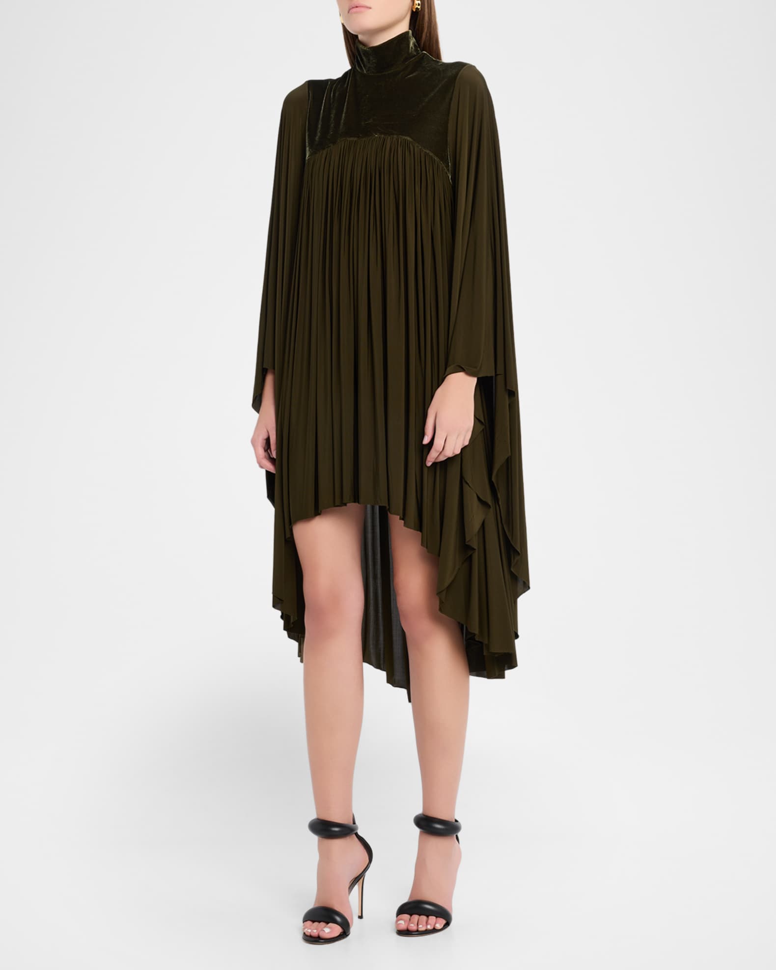 Zimmermann Women's Memento Pleated Batwing Sleeve Minidress - Green - Mini Dresses