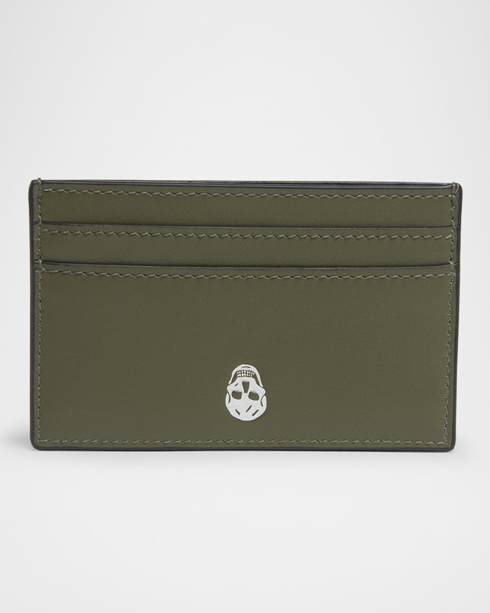 McQueen Men's Skull Logo Leather Card Holder | Neiman Marcus