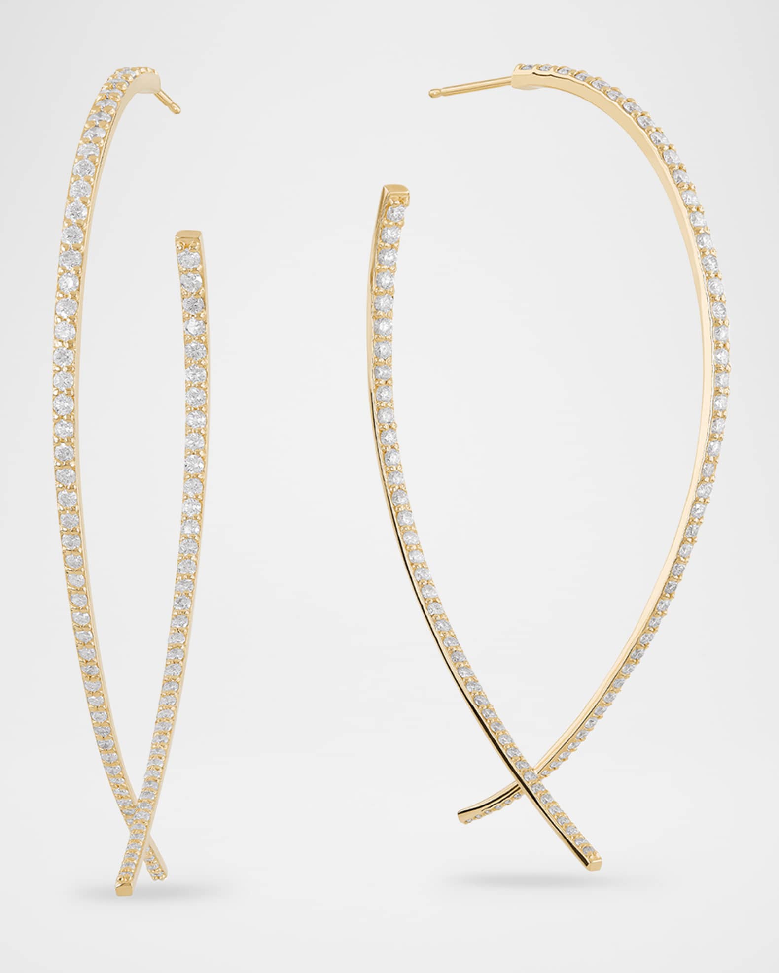 Large Front-Back Upside Down Diamond Hoop Earrings 0
