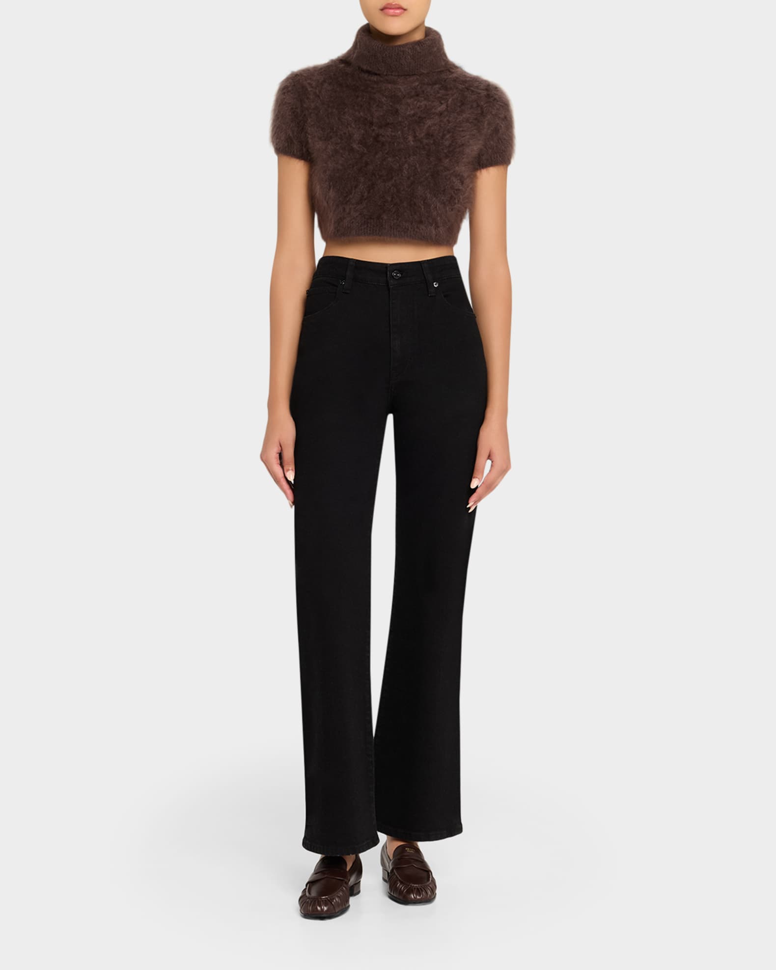 FRAME The Teddy Turtleneck Cropped Sweater | Neiman Marcus