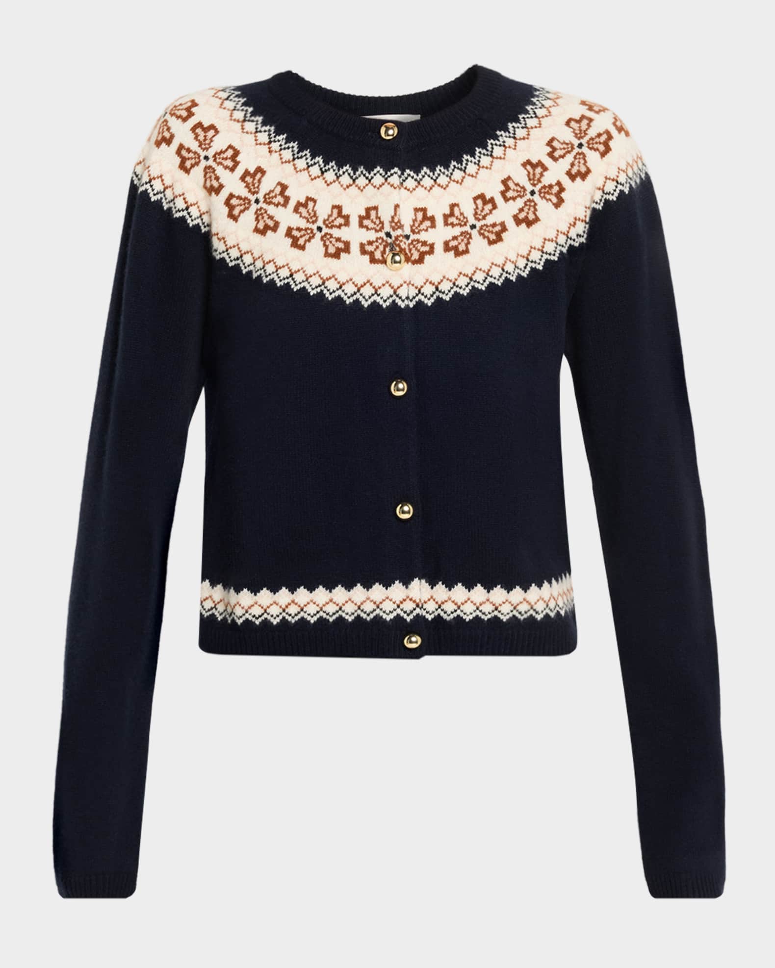 The Cashmere Fairisle Cardi - Navy