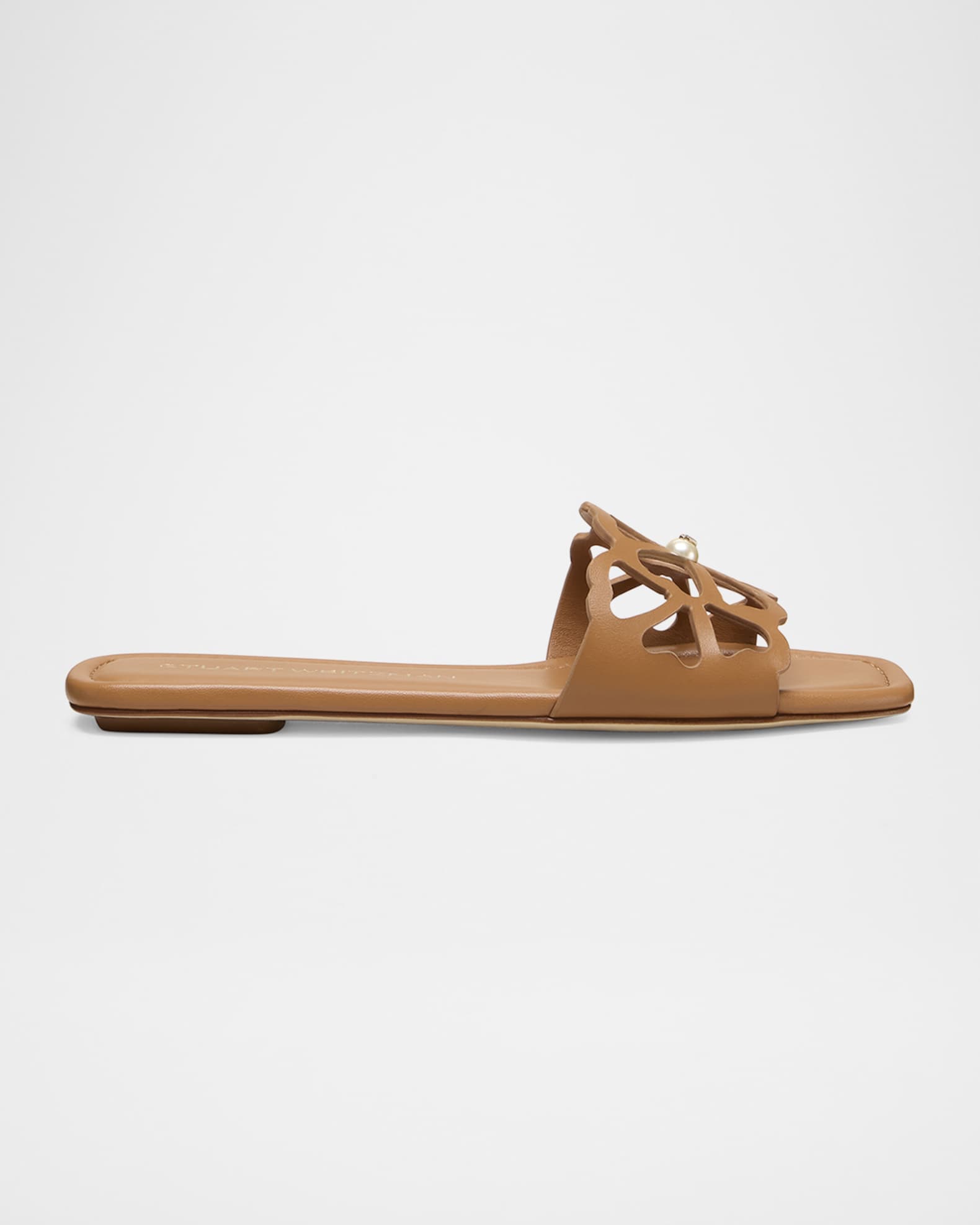 Jasmine Leather Cutout Flat Slide Sandals 0