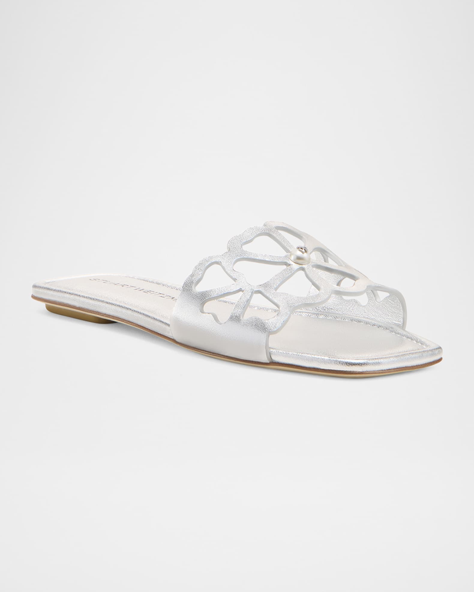 Jasmine Metallic Cutout Flat Slide Sandals 1