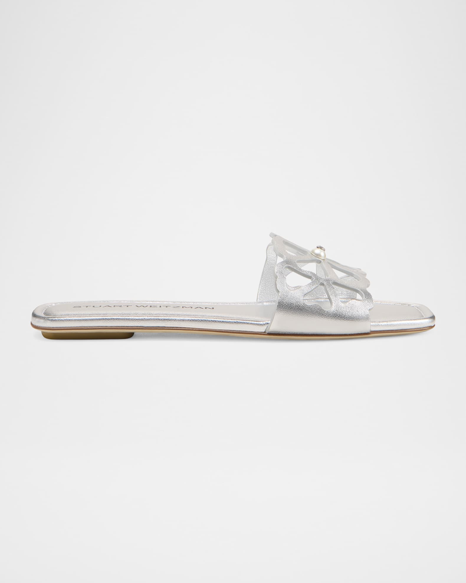 Jasmine Metallic Cutout Flat Slide Sandals 0