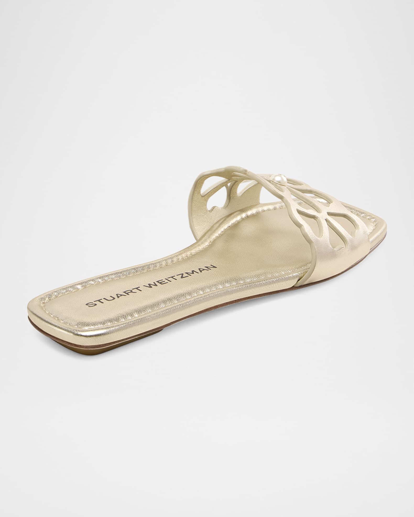 Jasmine Metallic Cutout Flat Slide Sandals