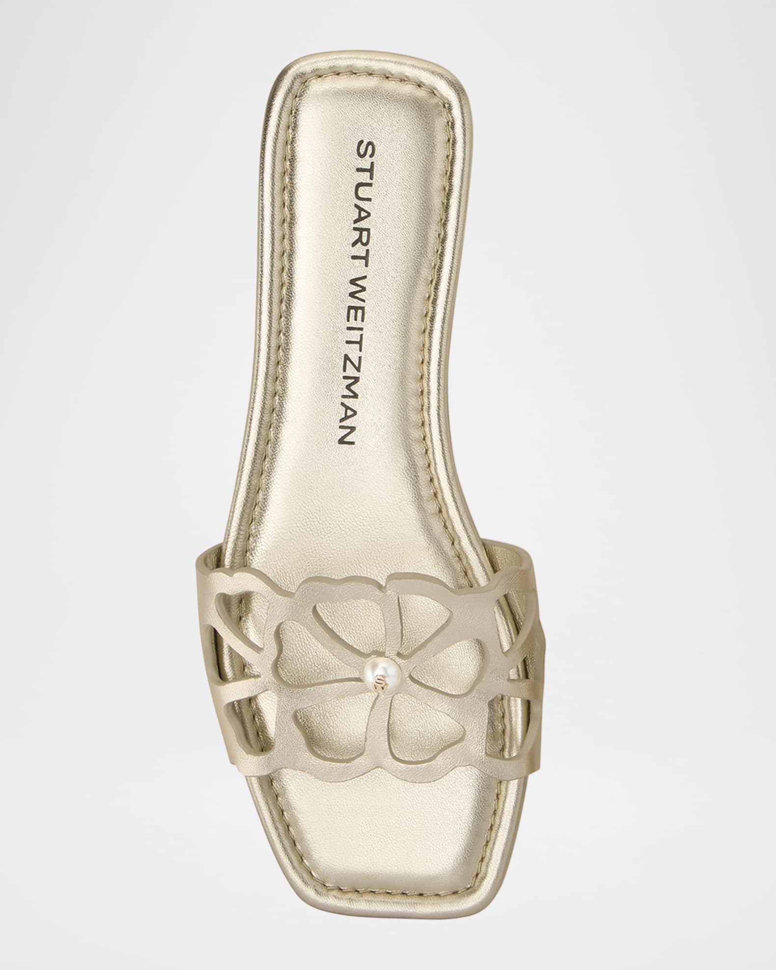 Jasmine Metallic Cutout Flat Slide Sandals