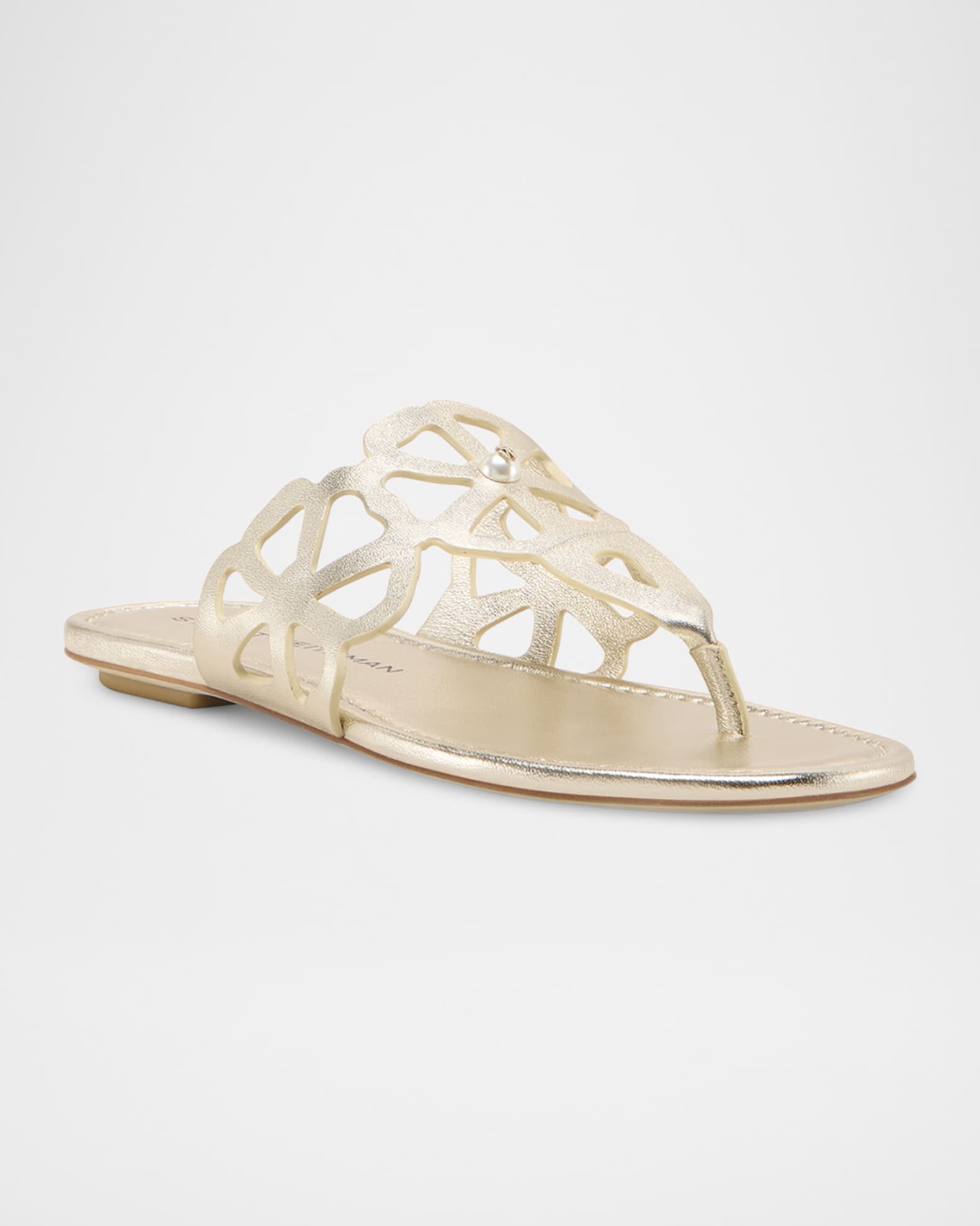 Jasmine Metallic Cutout Thong Sandals 1