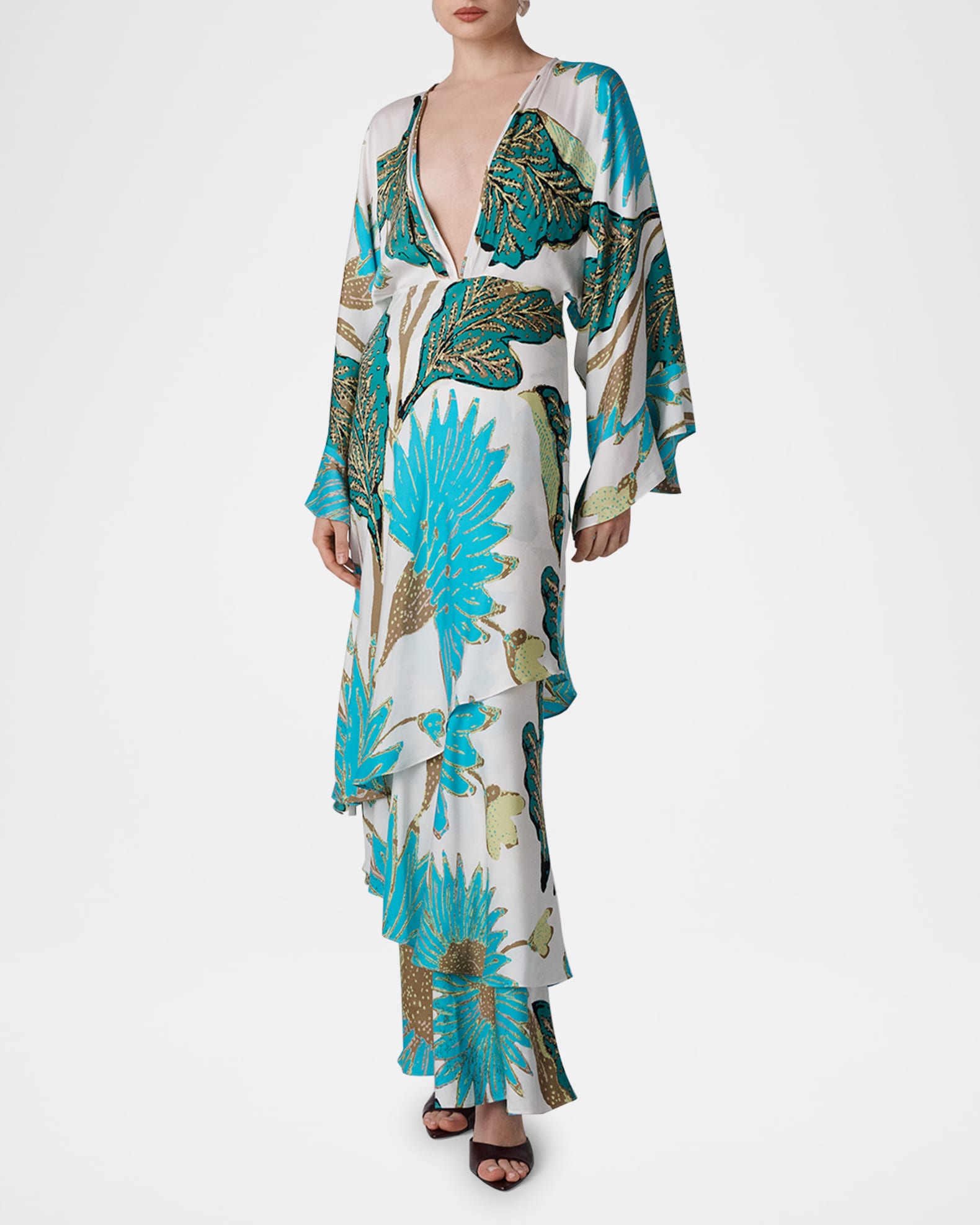 Christine Tiered Deep V-Neck Maxi Dress 1