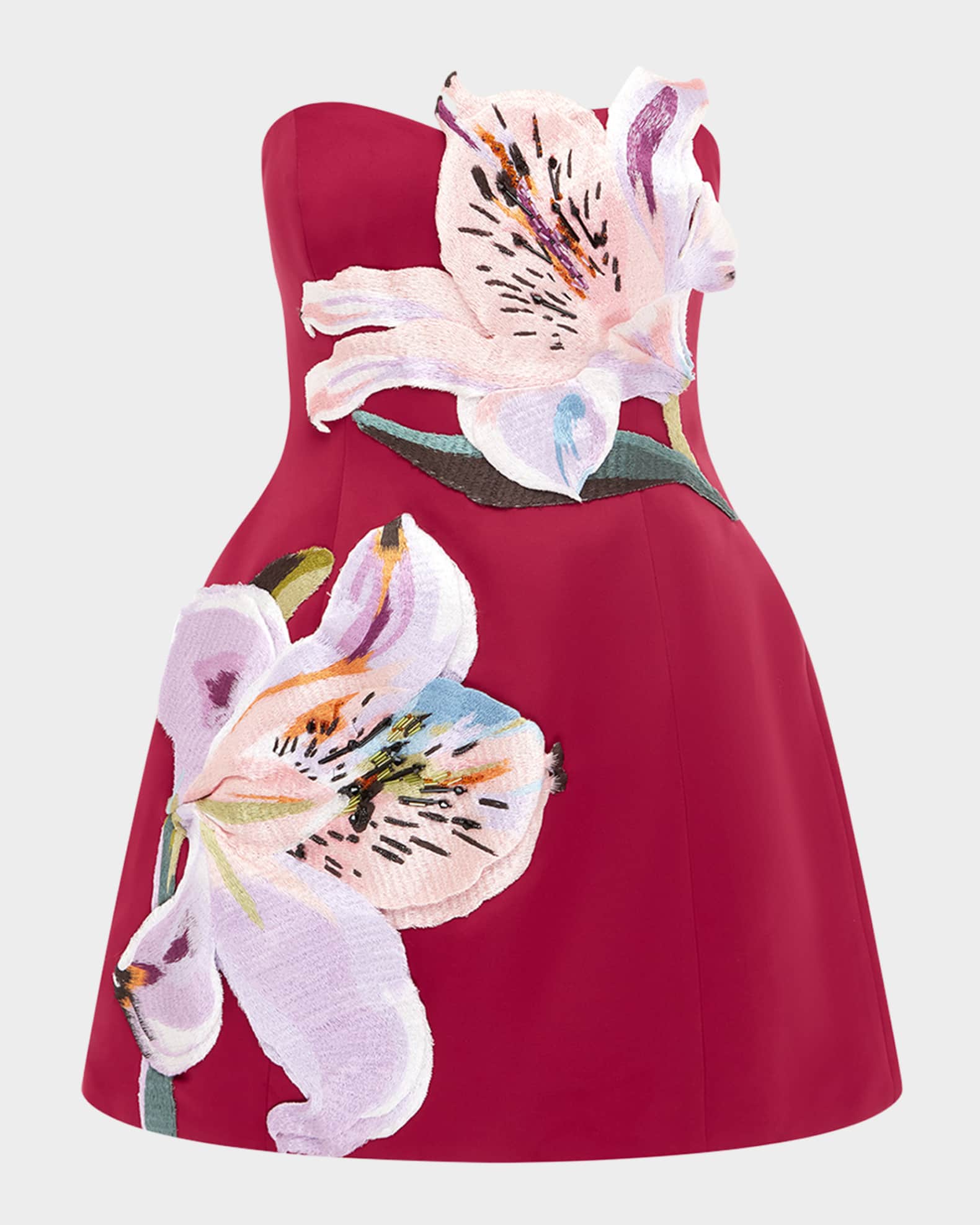 LEO LIN Rosario Strapless Floral Applique Mini Dress