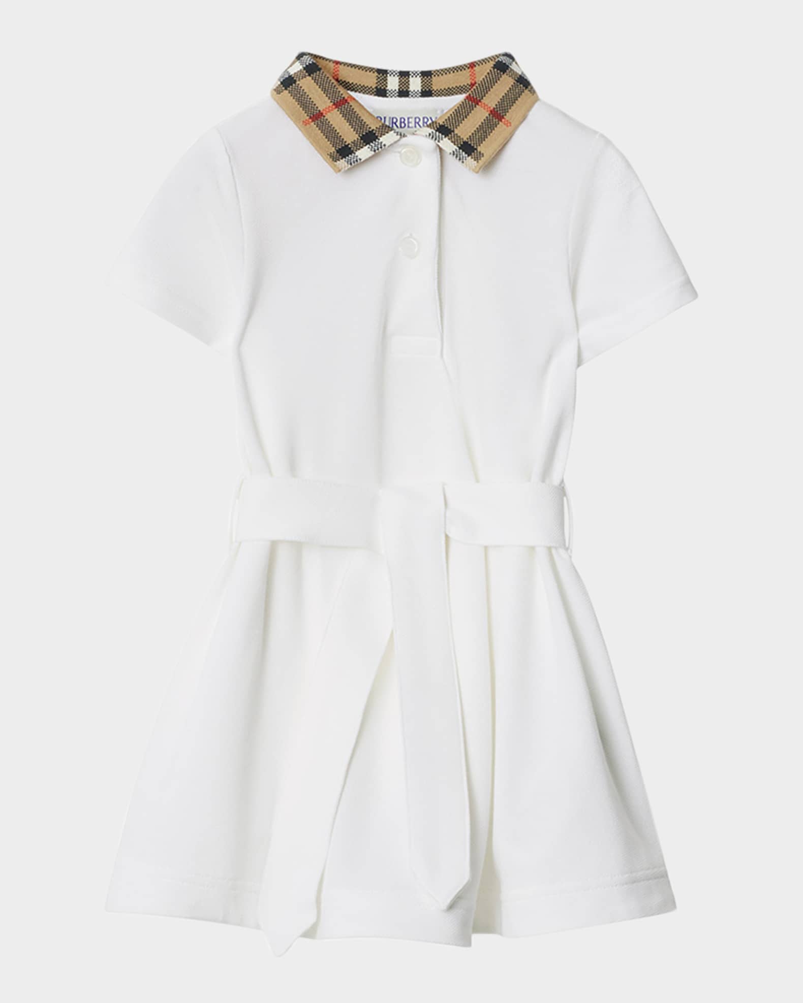 Girl's Astrid Check Polo Shirtdress, Size 6M-2T 0