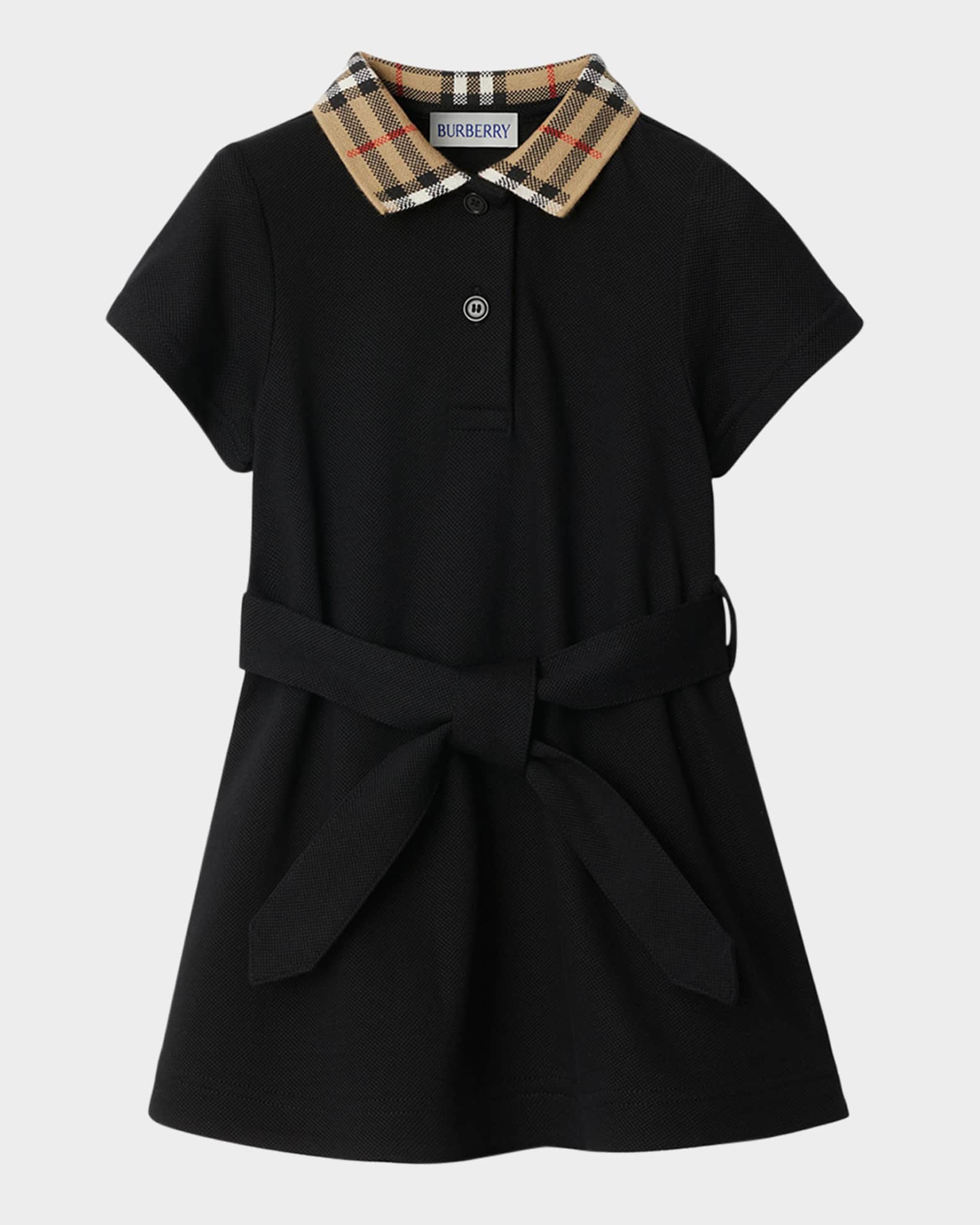 Burberry Girl's Astrid Check Polo Shirtdress, Size 6M-2T