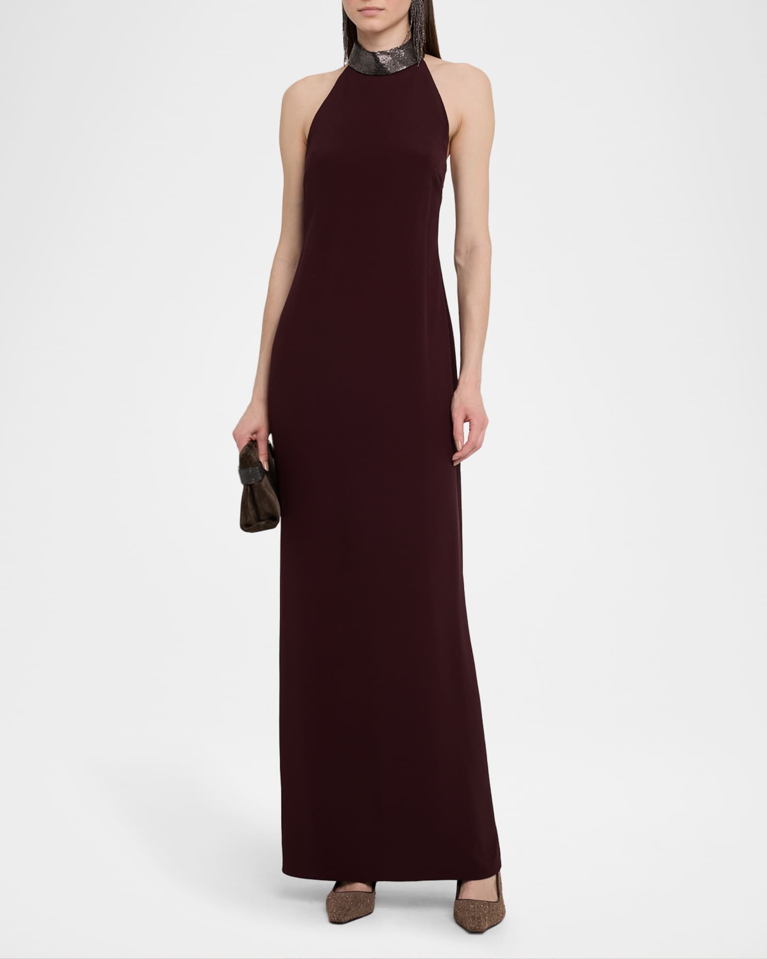 Monili Collar Halter Column Gown 1