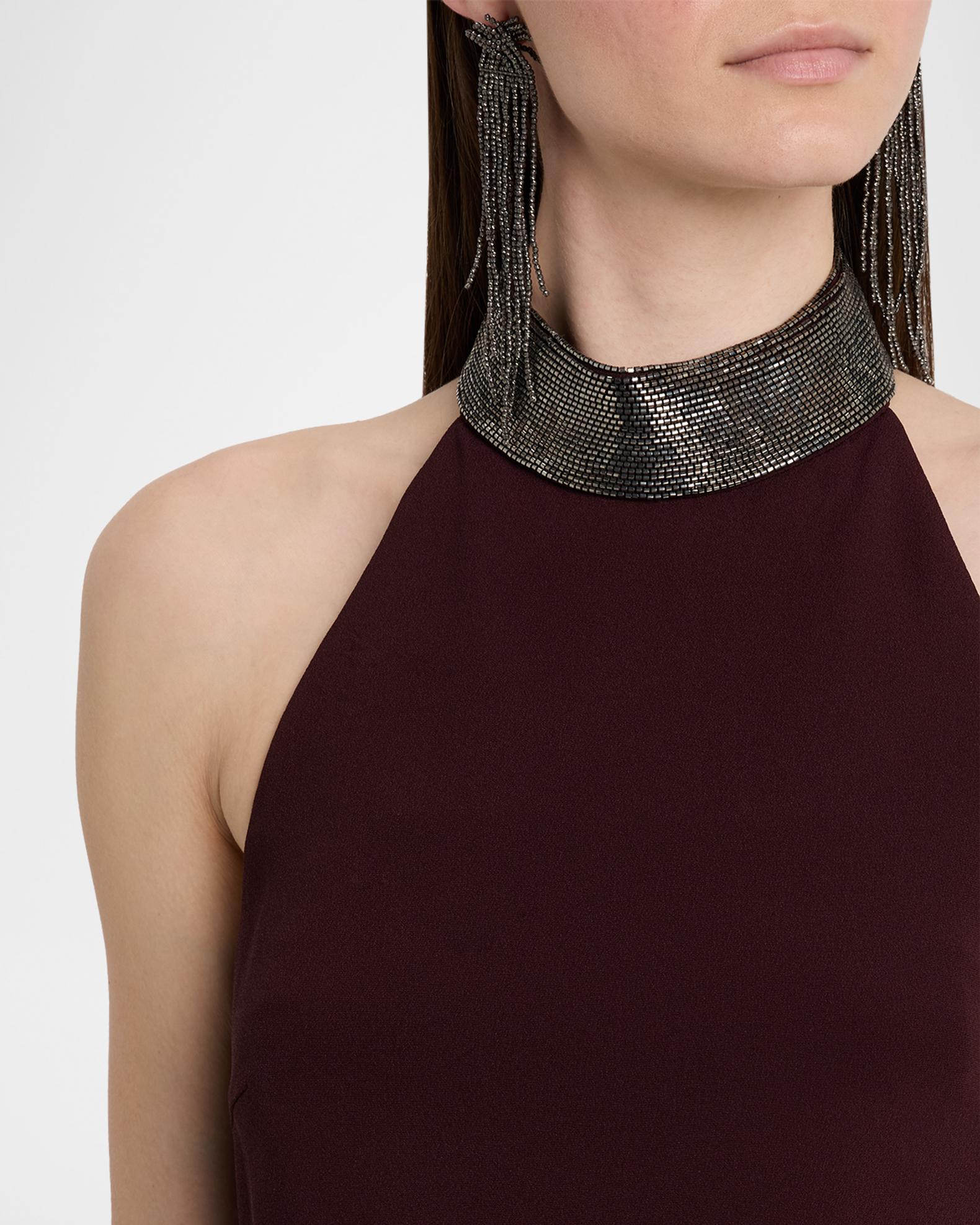 Brunello Cucinelli Monili Collar Halter Column Gown | Neiman Marcus