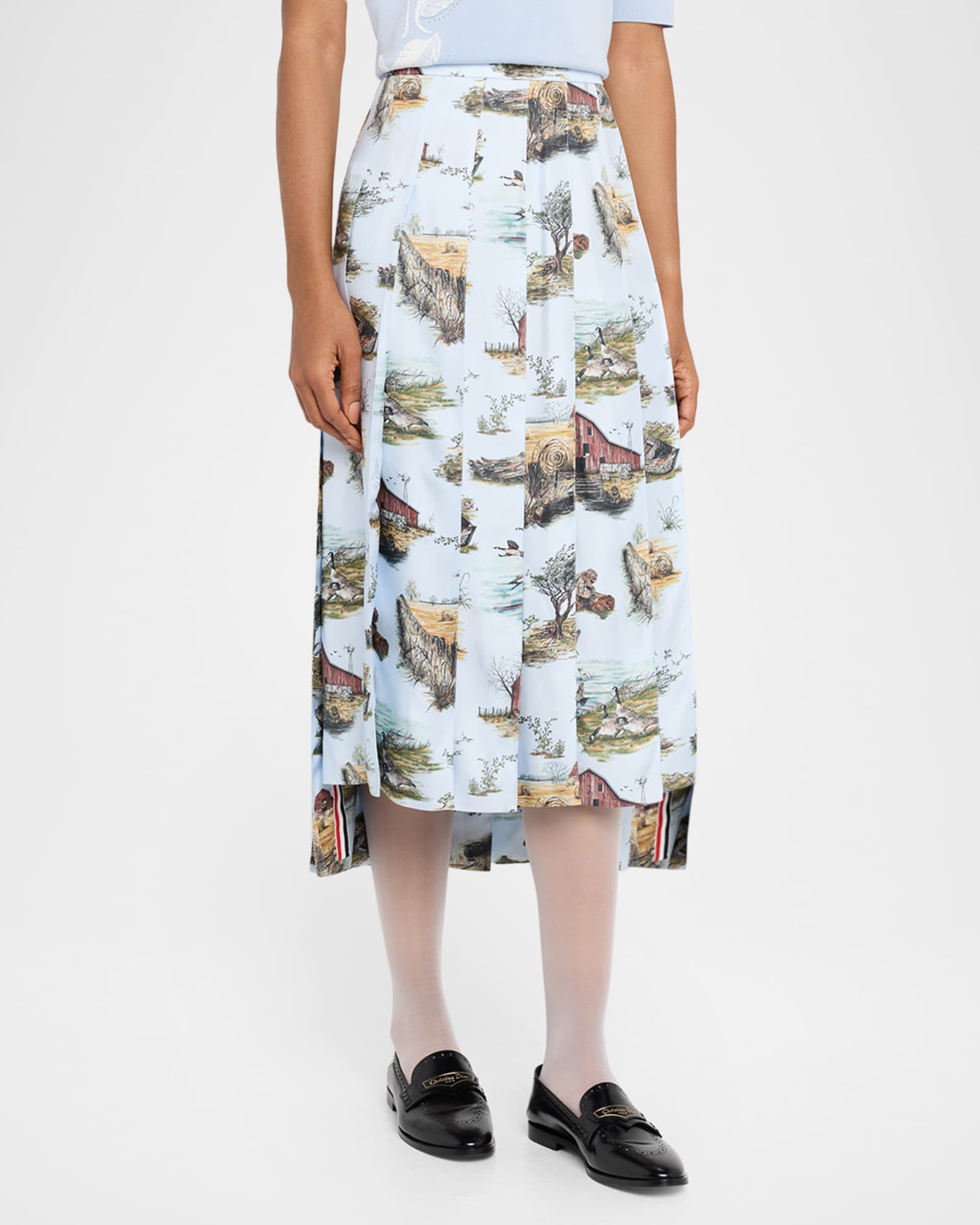 スカート THOM BROWNE Pied de poule long skirt (FGC949AF0342 980) Thom Browne Pied de poule long skirt - White | FGC949AF0342980