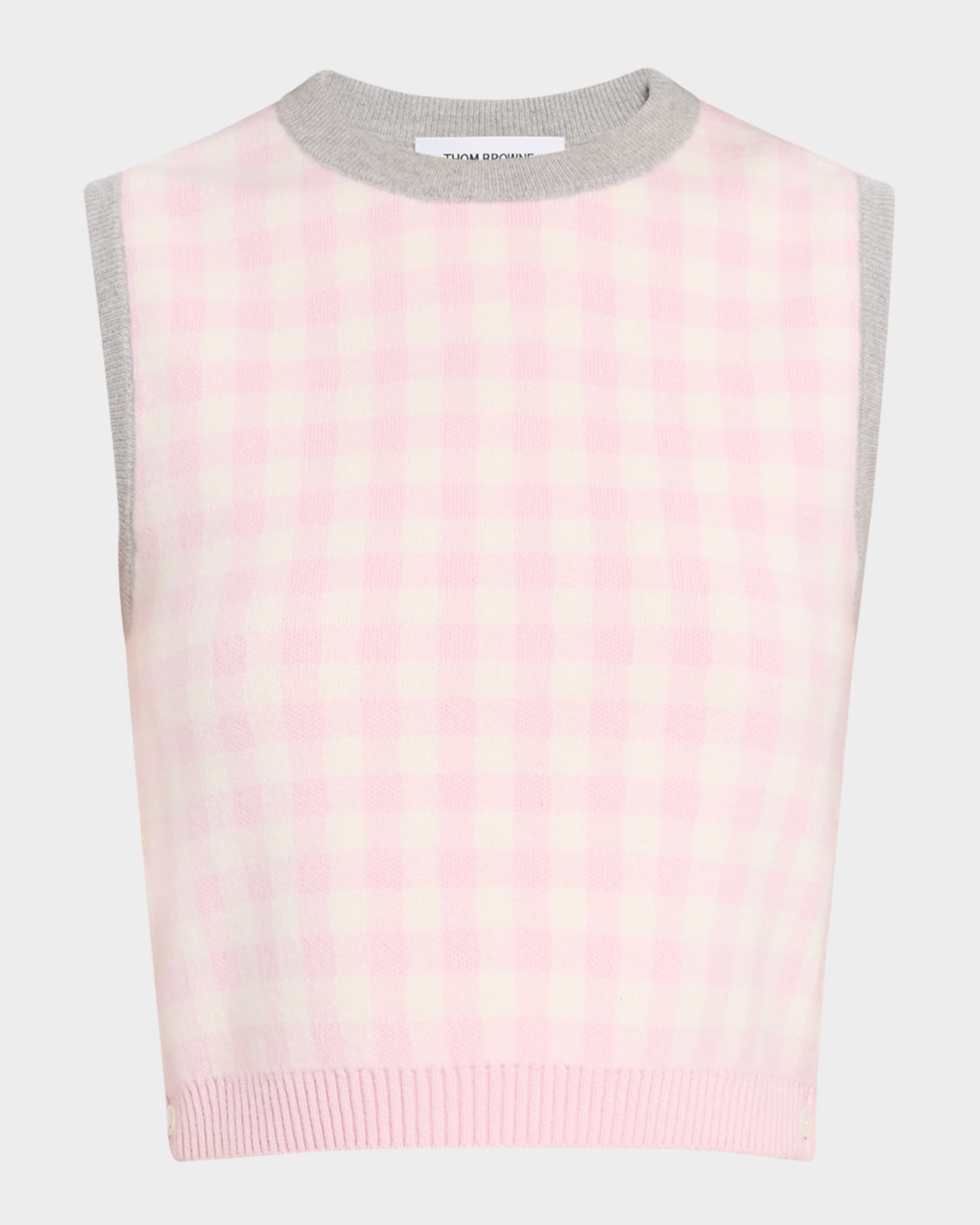 Thom Browne Fun Mix Gingham Check Jacquard Crop Tank Sweater