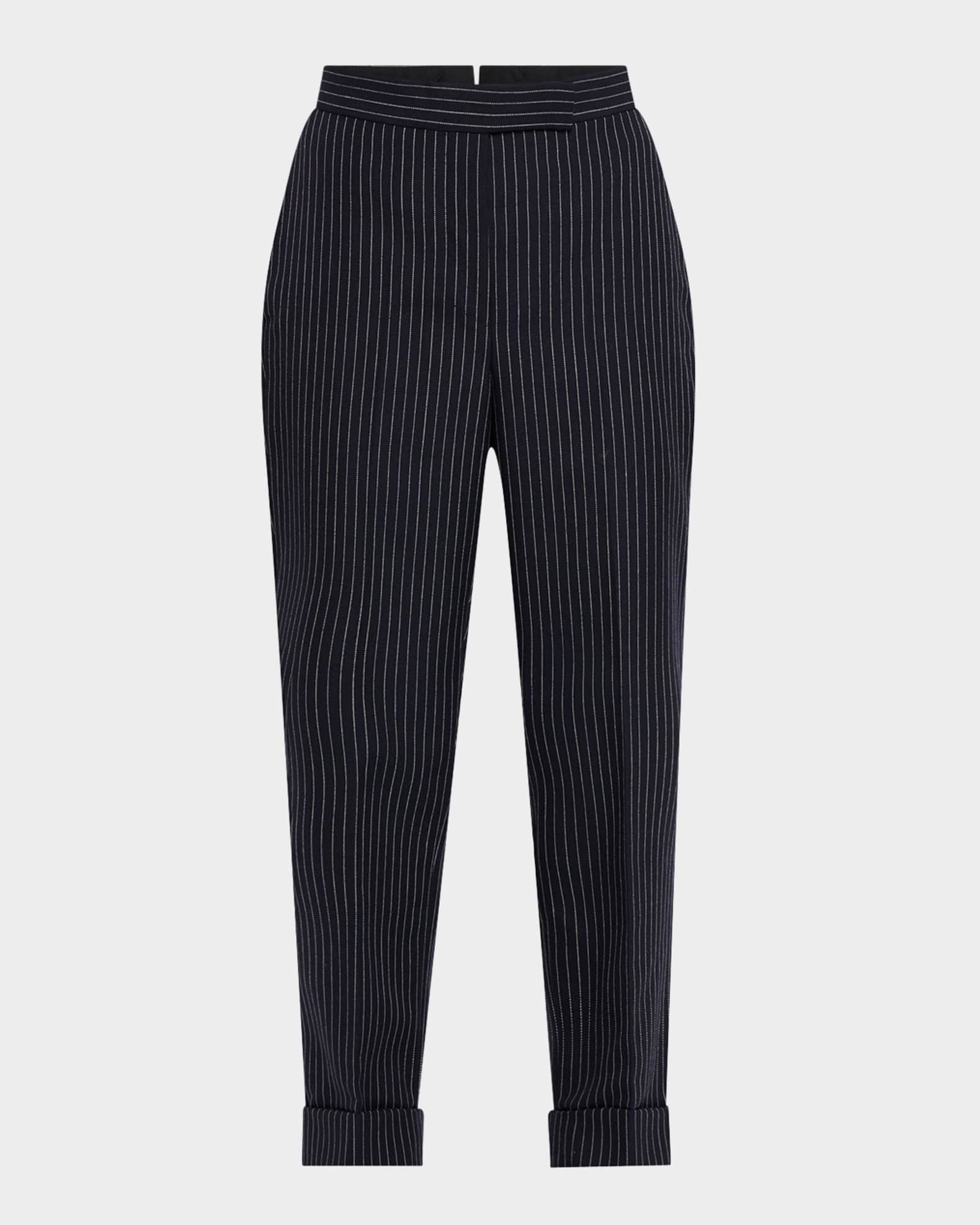 Pinstriped Backstrap Cropped Trousers 0