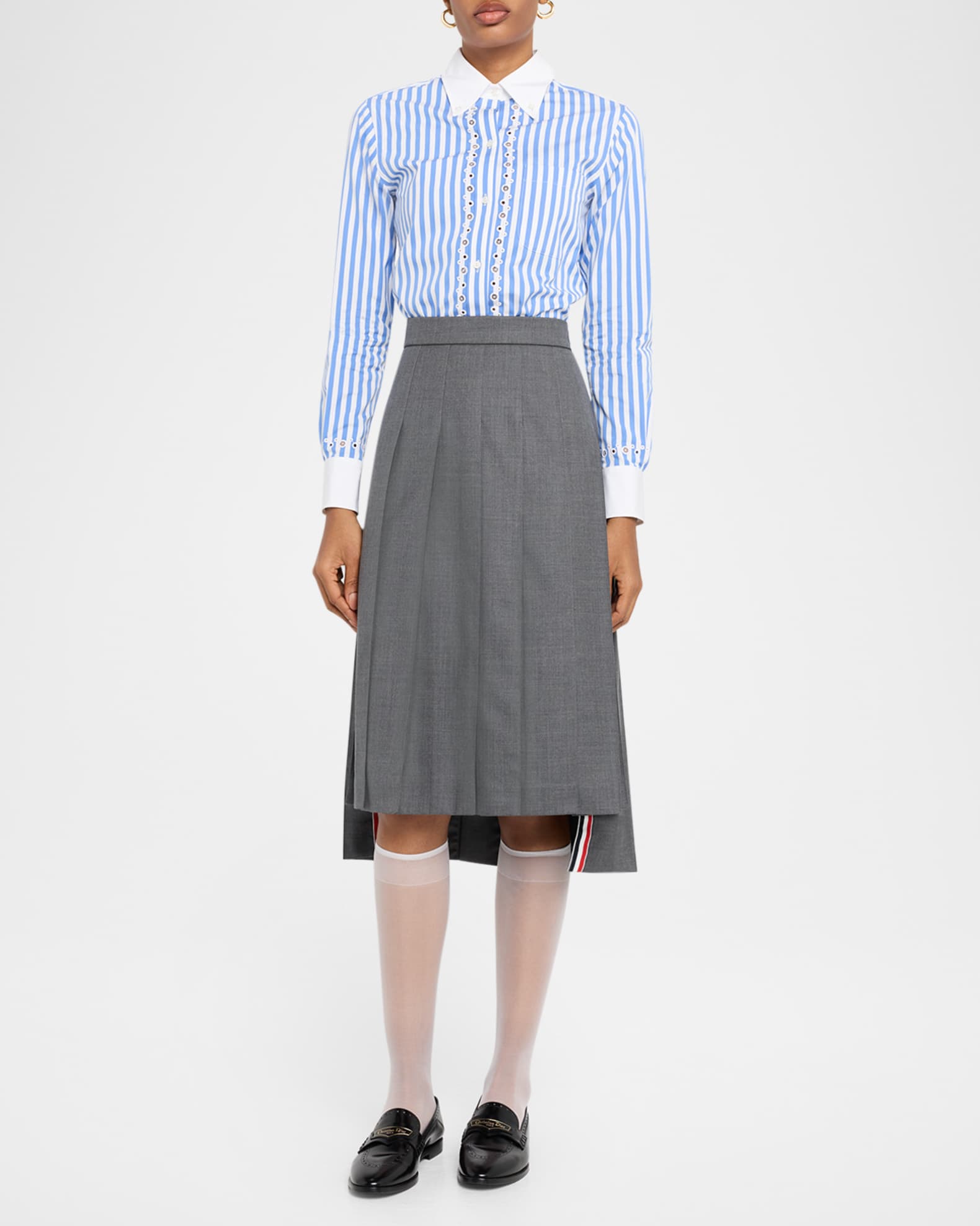 Pleated Super 120s Twill Midi Skirt 1