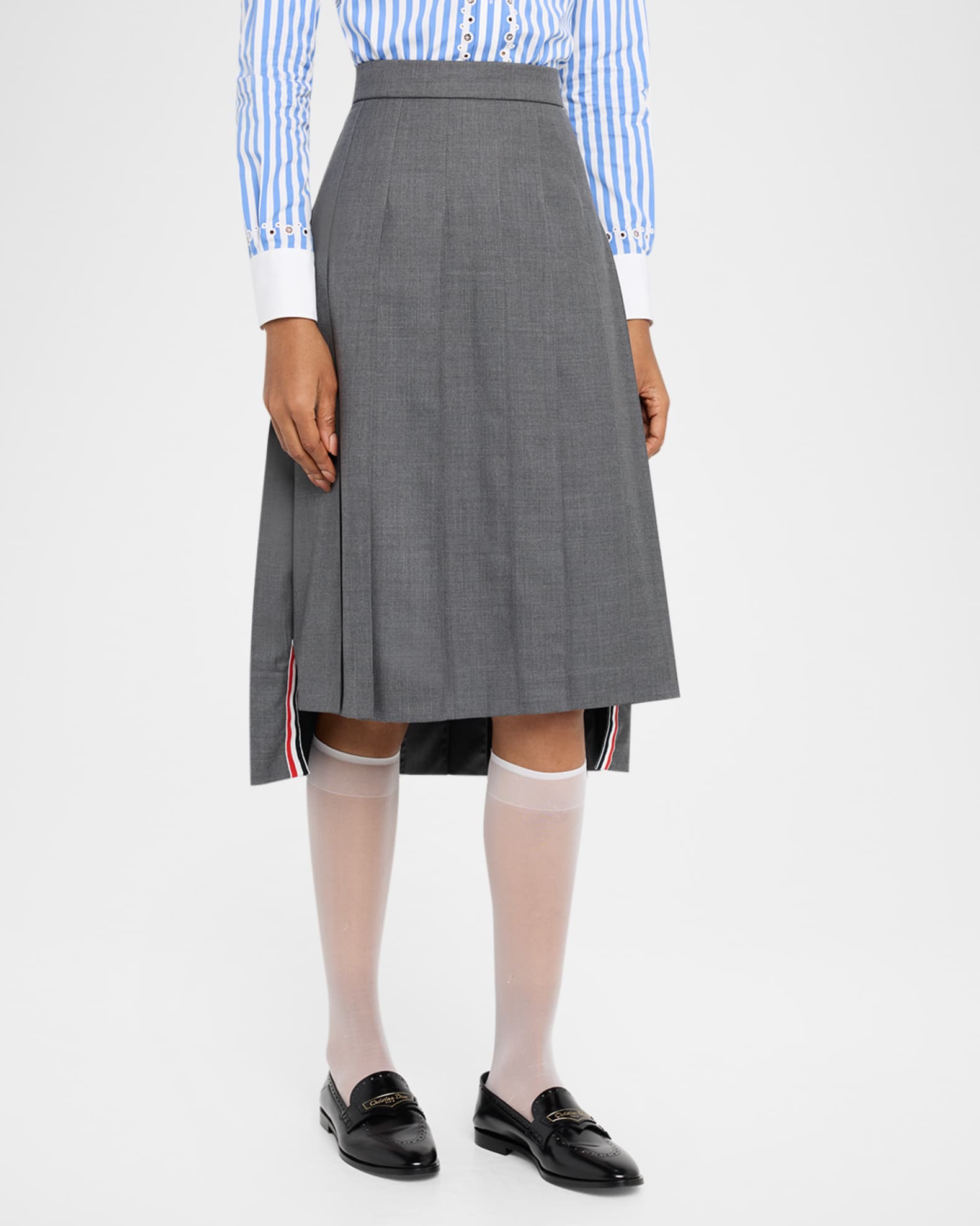スカート THOM BROWNE PLEATED MIDI SKIRT Twill Midi Pleated Skirt | Thom Browne