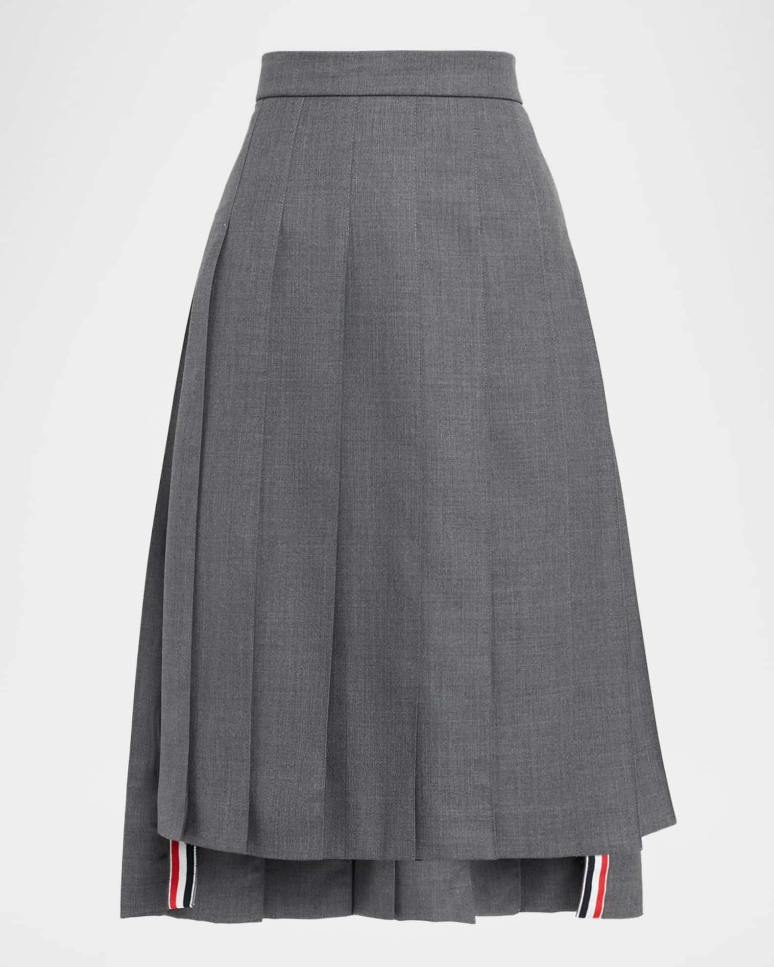 Pleated Super 120s Twill Midi Skirt 0