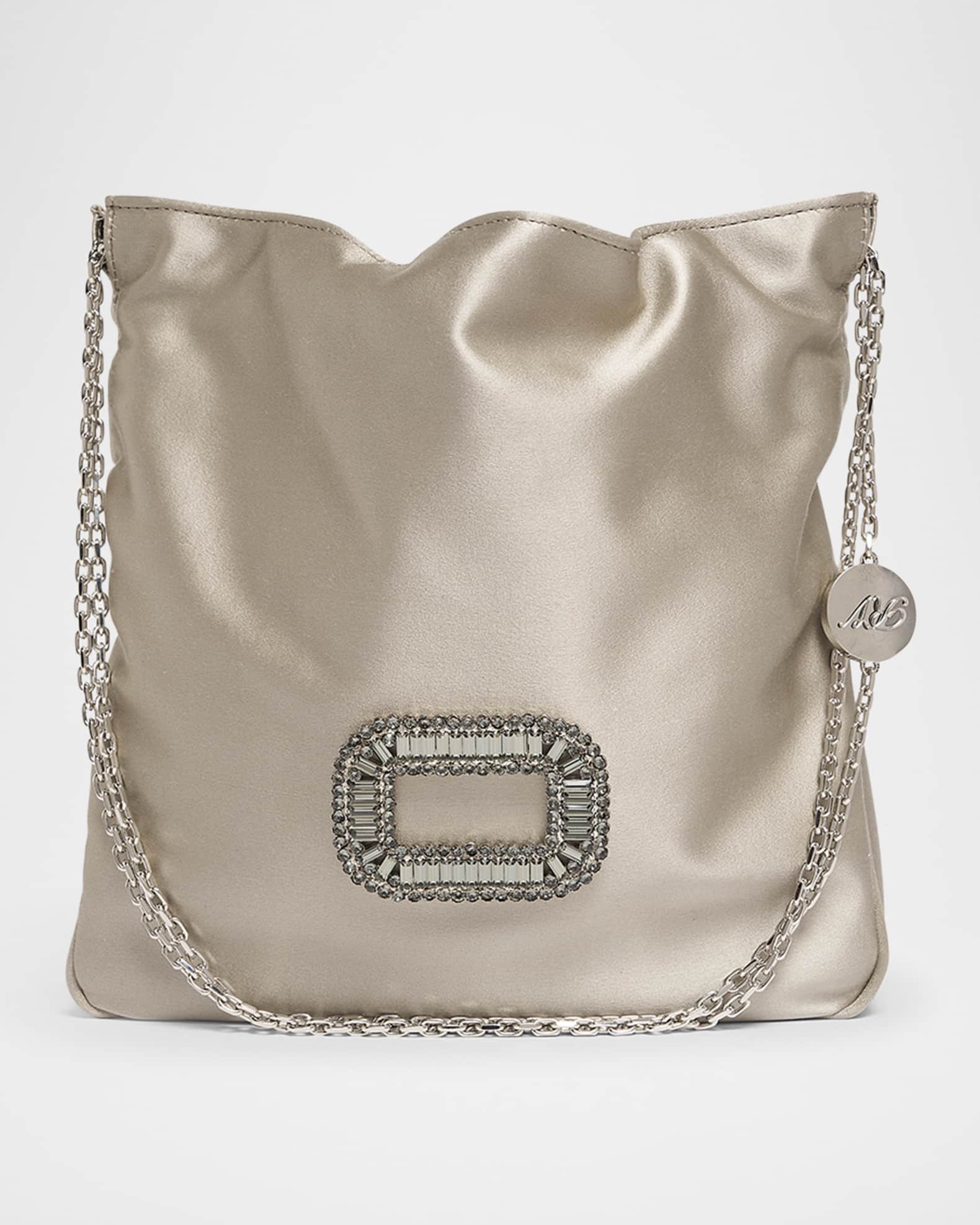 Mini Crystal Buckle Satin Pouch Bag 0