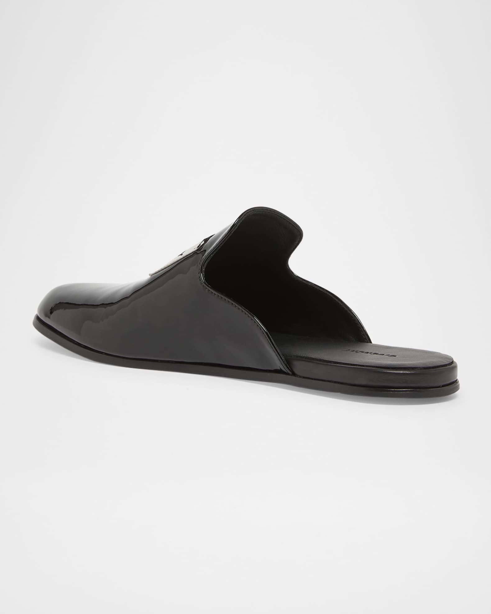 Logo Label Patent Leather Mules