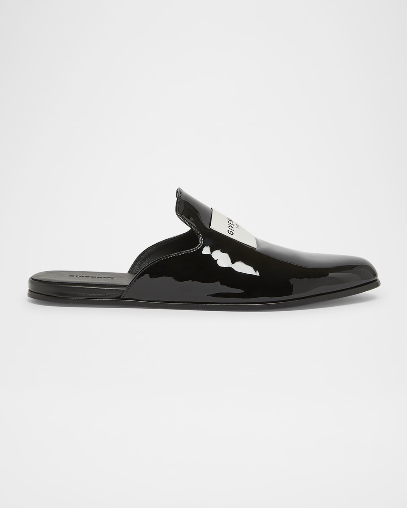 Givenchy Logo Label Patent Leather Mules | Neiman Marcus