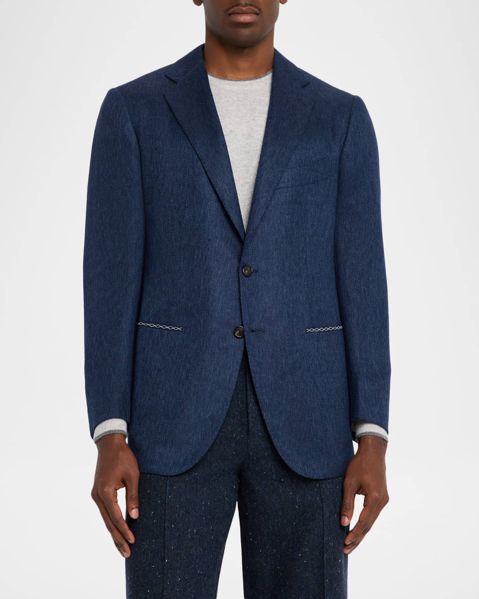 Cesare Attolini Men's Textured Cashmere Jacket | Neiman Marcus