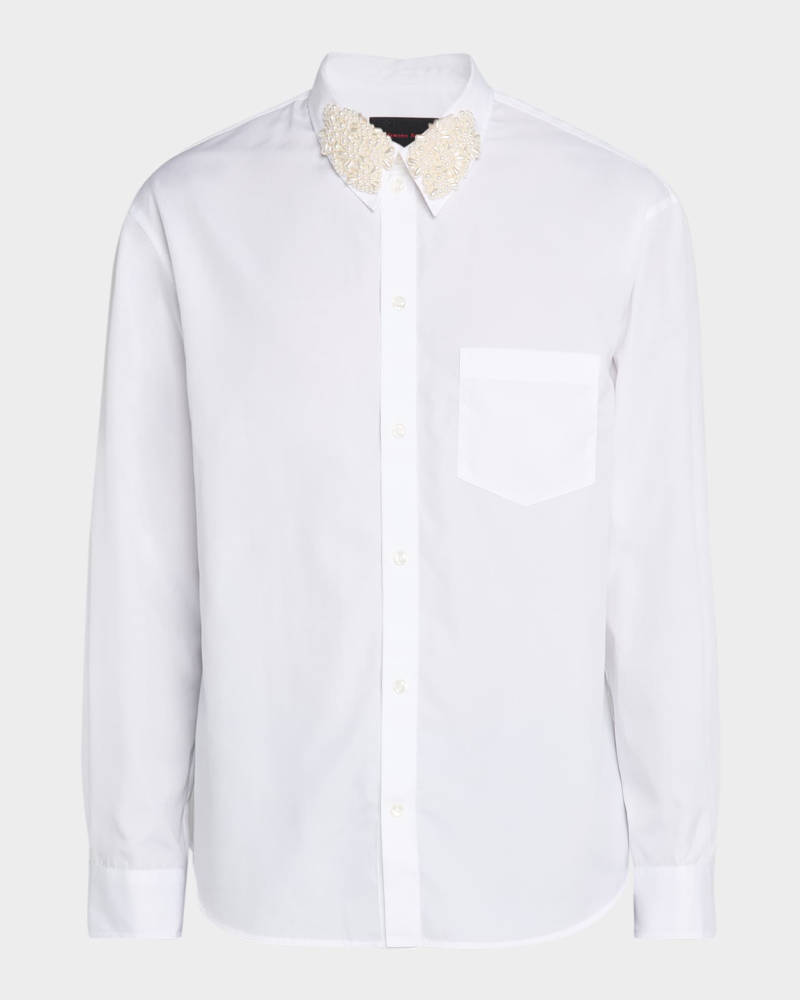 Men's Pearly-Collar Formal Cotton Button-Down Shirt 0