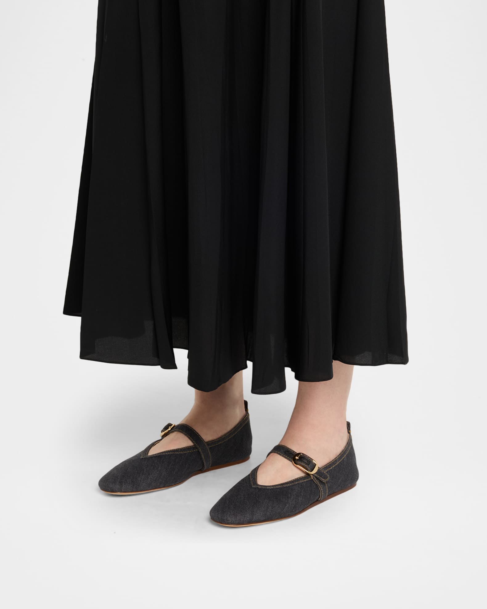 Stella Denim Mary Jane Ballerina Flats 1