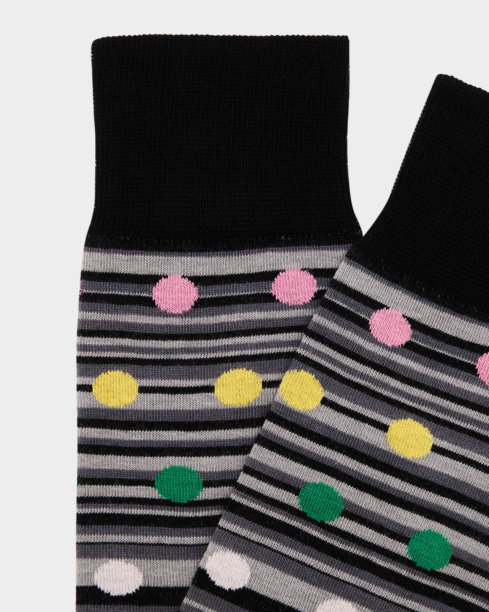 Men's Kinsley Polka Dot Overlay Signature Stripe Crew Socks 1