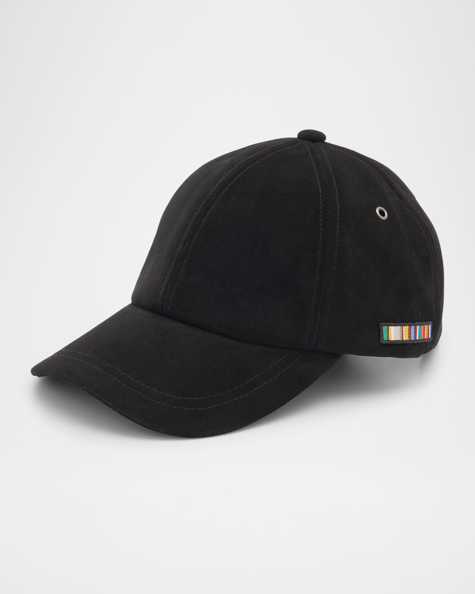 Men's Suede Signature Stripe Applique Baseball Cap 0