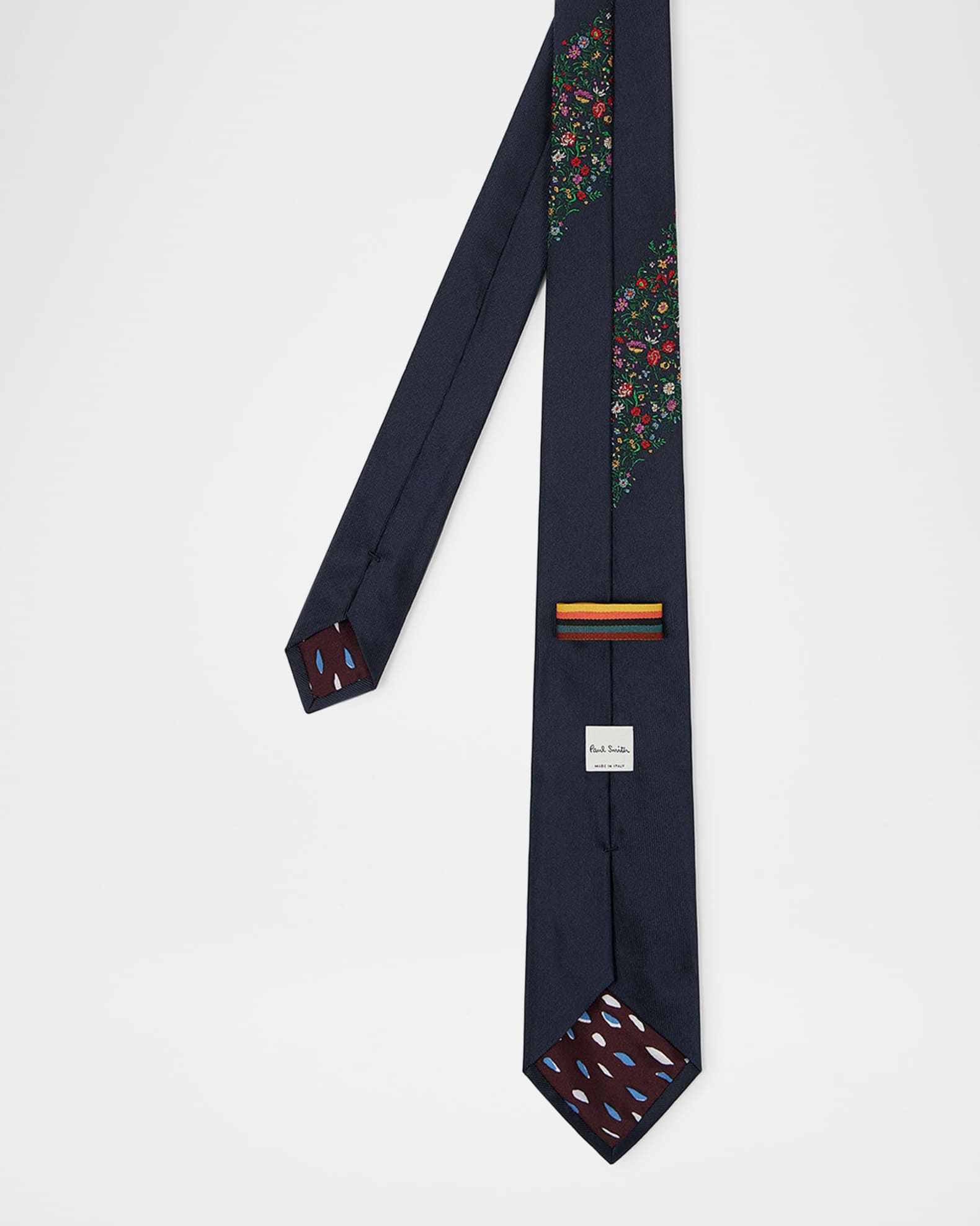 Men's Diagonal Floral Placement Silk Tie 1