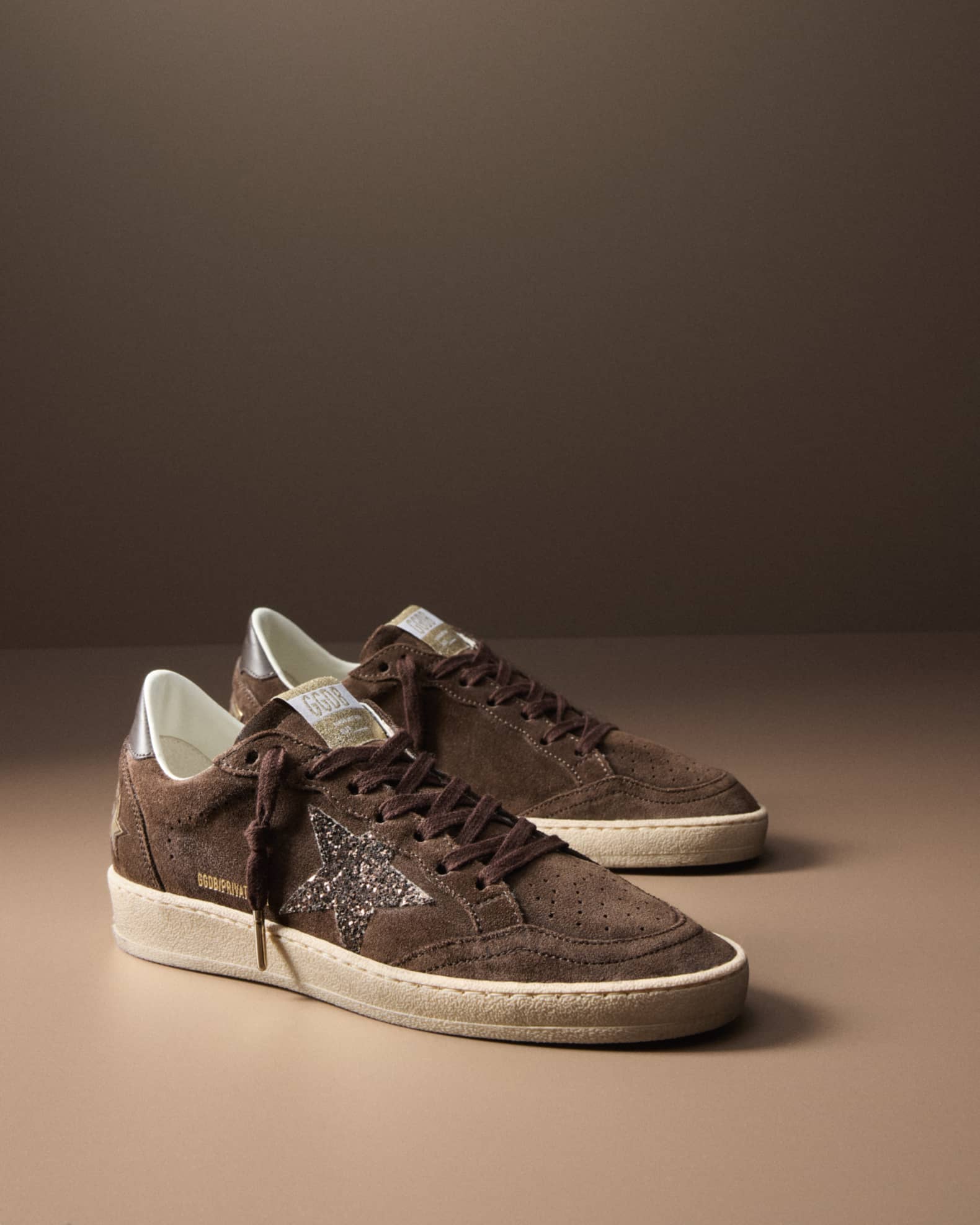 Golden Goose Ball Star Suede Glitter-Star Low-Top Sneakers