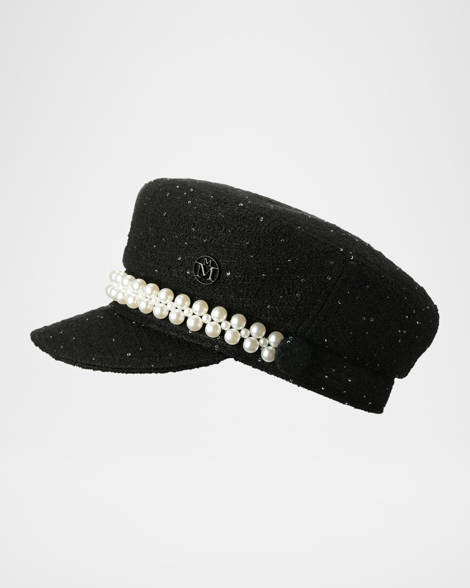 Abby Sequined Tweed Newsboy Hat 0