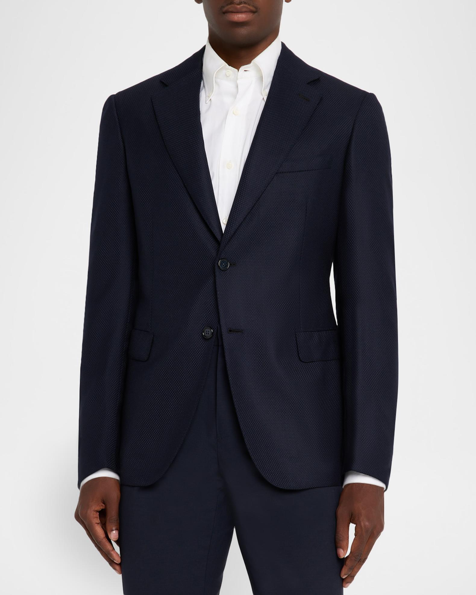 Brioni Men's Wool Hopsack Single-Breasted Blazer | Neiman Marcus