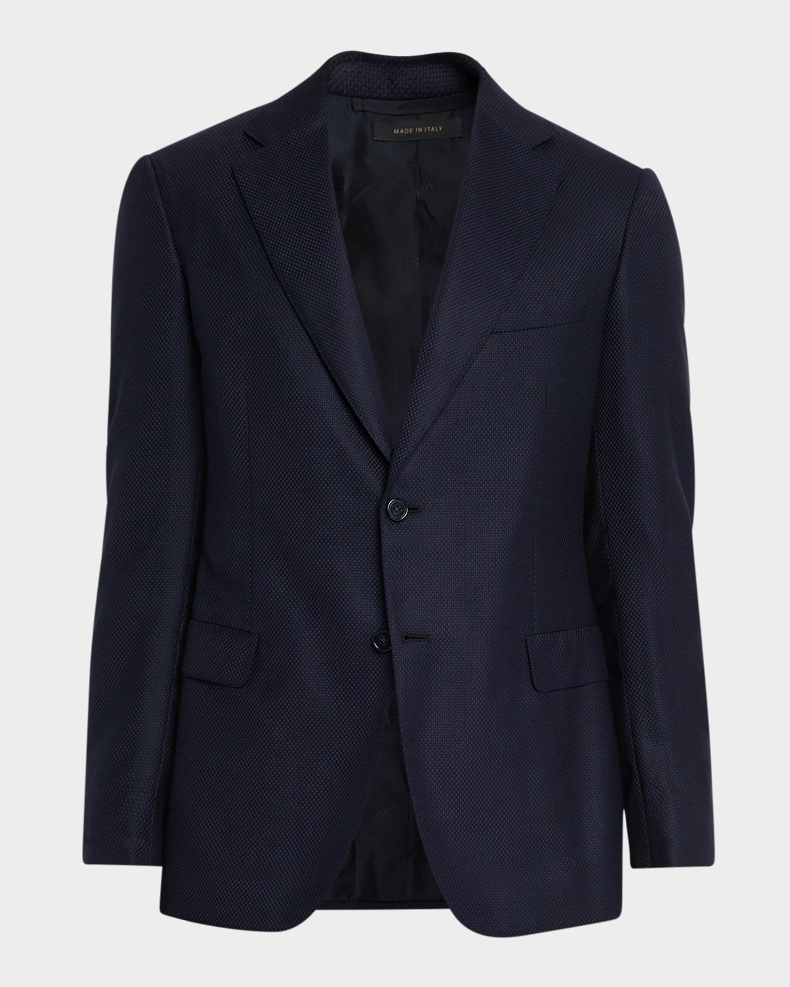 Brioni Men's Wool Hopsack Single-Breasted Blazer | Neiman Marcus