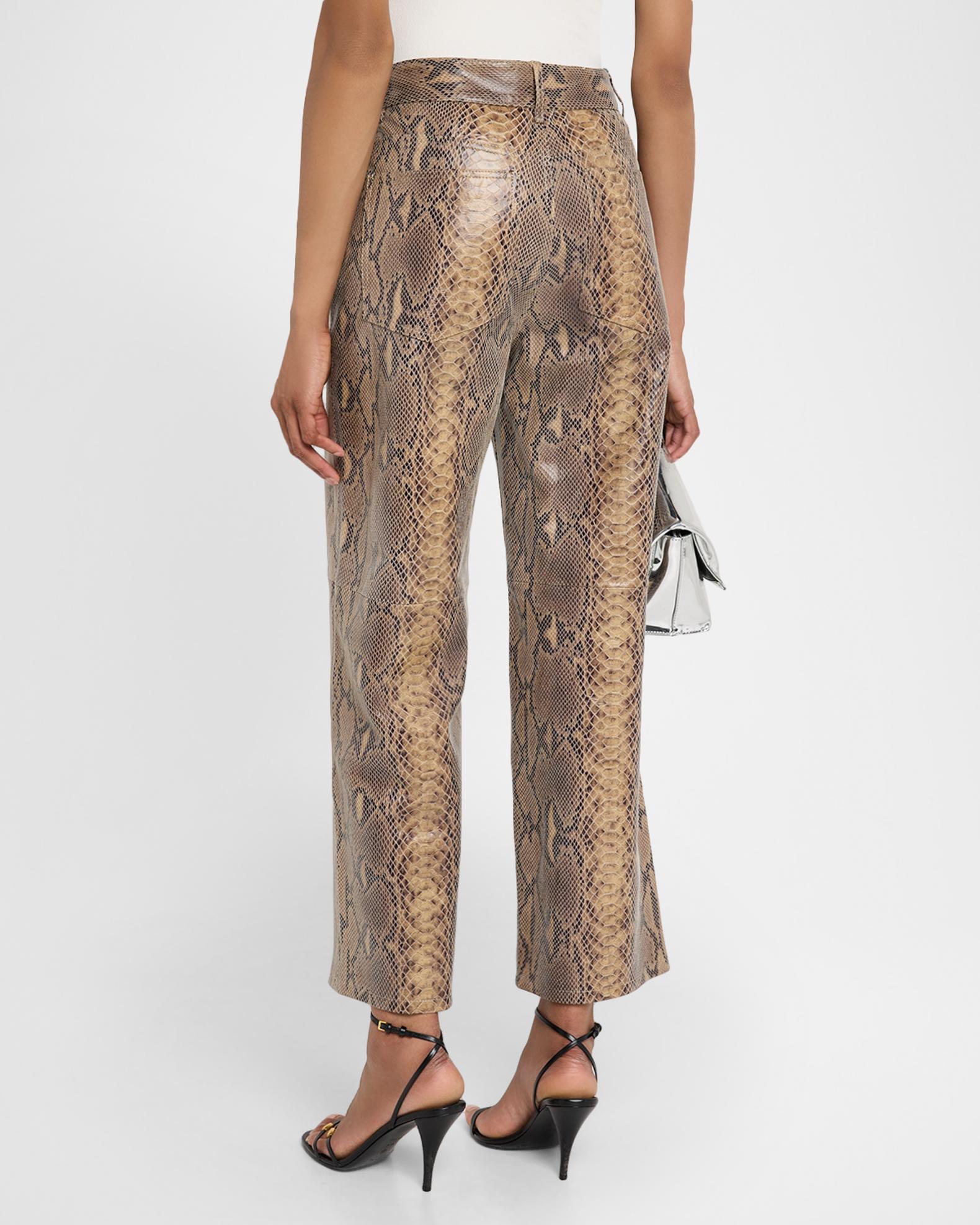 By Malene Birger Cailys Cropped Snake-Embossed Leather Trousers