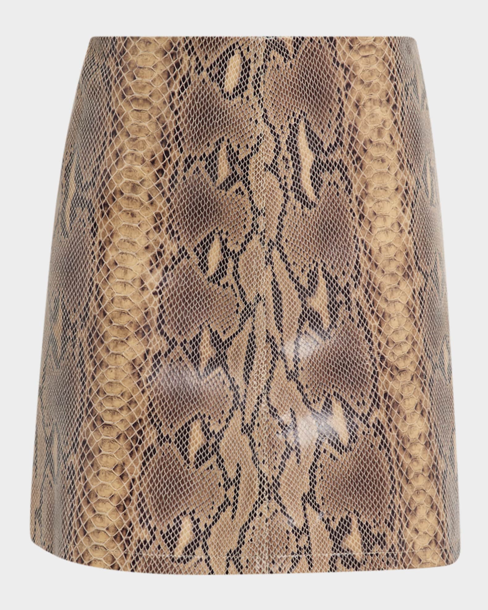 Coras Snake-Embossed Leather Mini Skirt 0