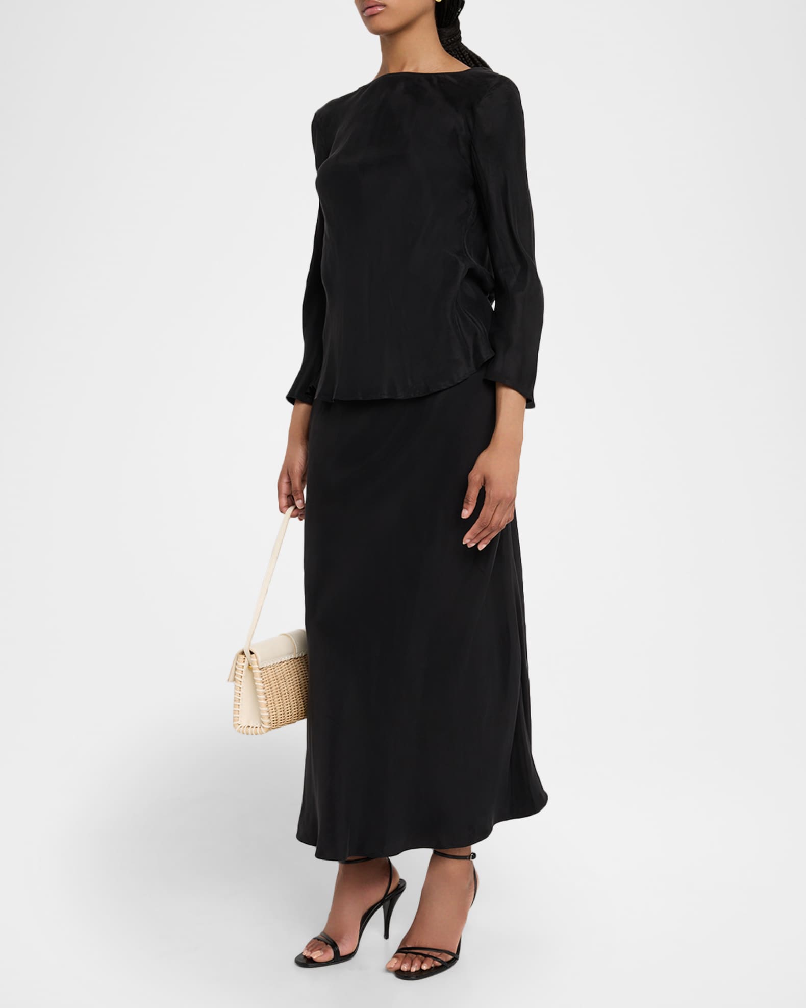 Barbara Straight Satin Maxi Skirt 1