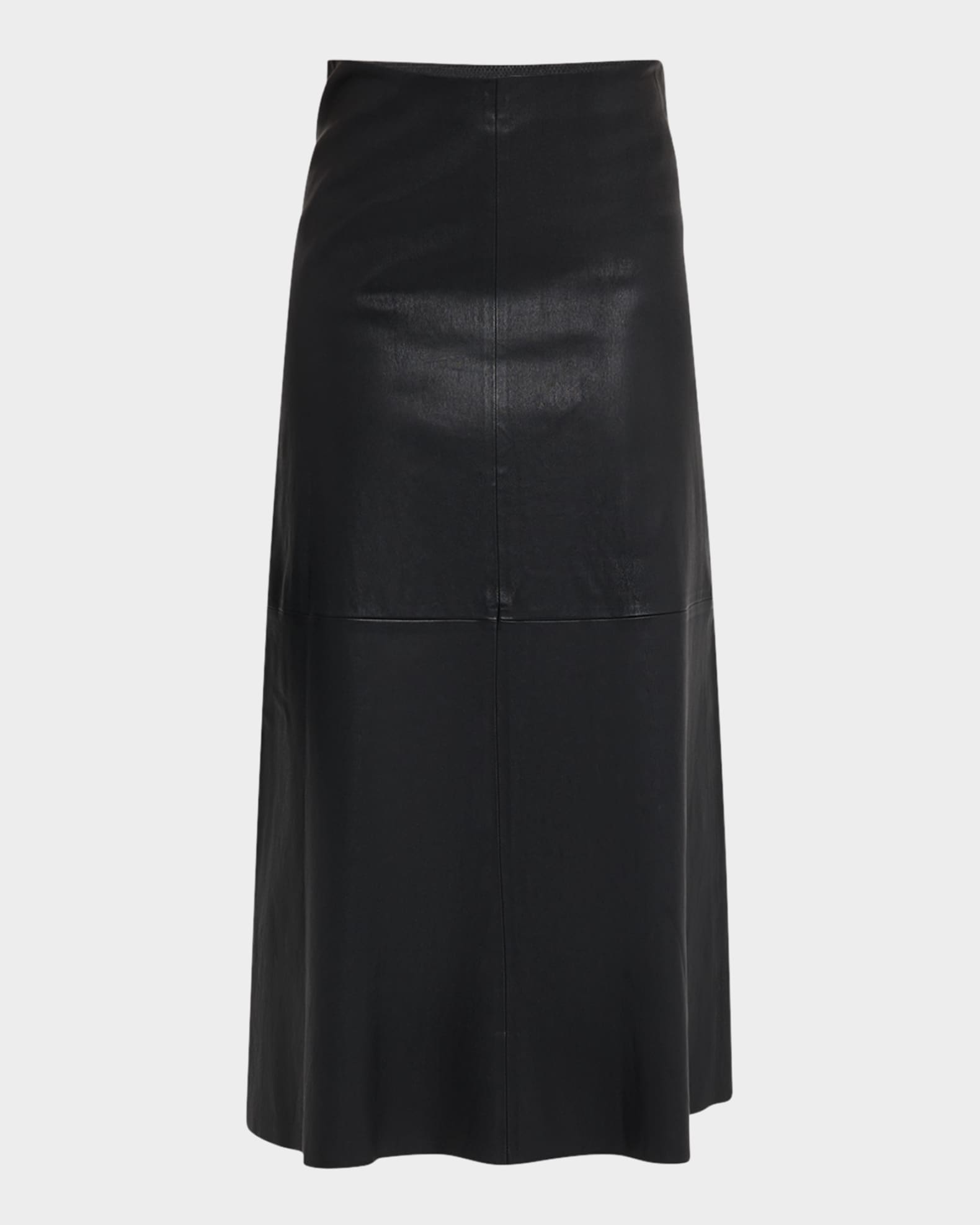 Simoas Lambskin Leather Midi Skirt 0