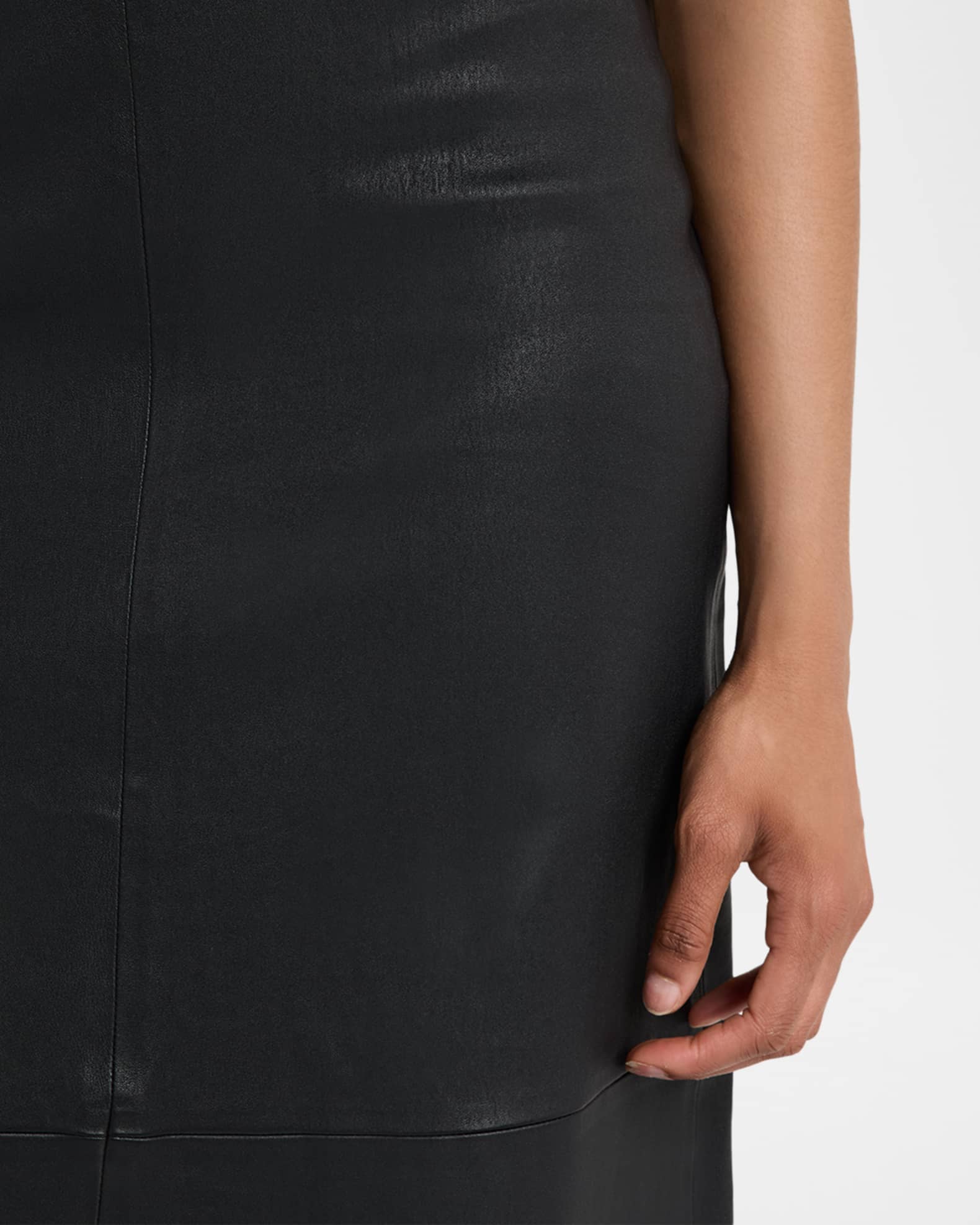 By Malene Birger Simoas Lambskin Leather Midi Skirt | Neiman Marcus